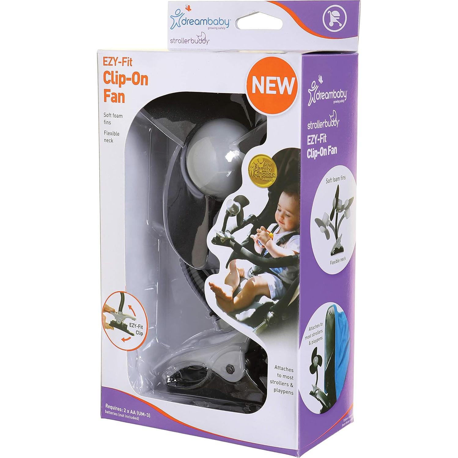 Ventilador Clip-On Dreambaby EZY-Fit Negro/Gris - Portátil