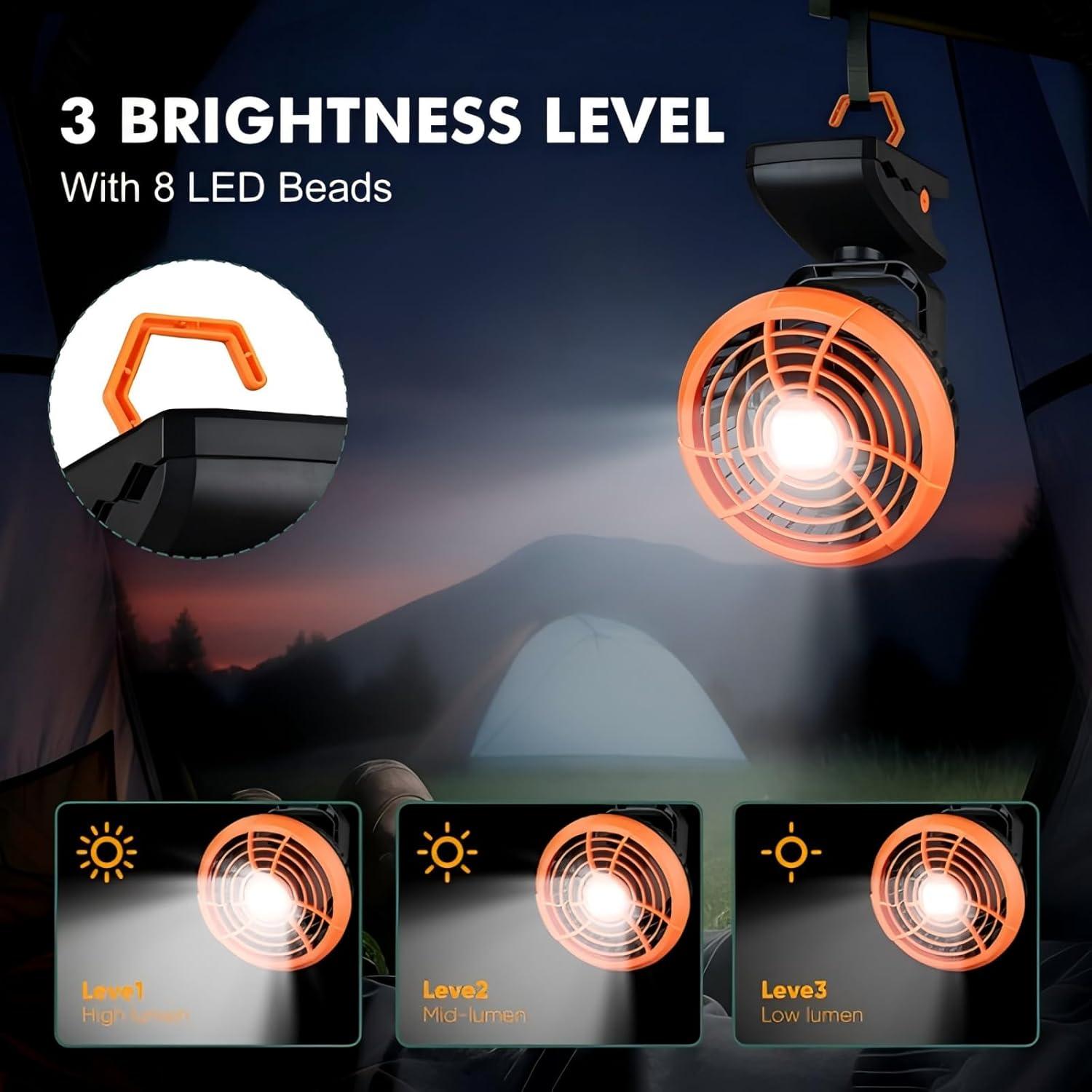 Ventilador de Camping Durapower AM17-24KT37 con Linterna LED