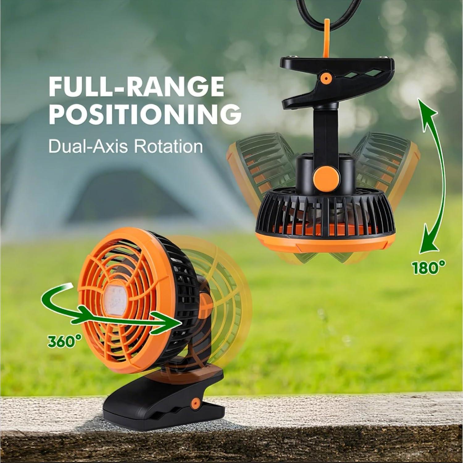 Ventilador de Camping Durapower AM17-24KT37 con Linterna LED