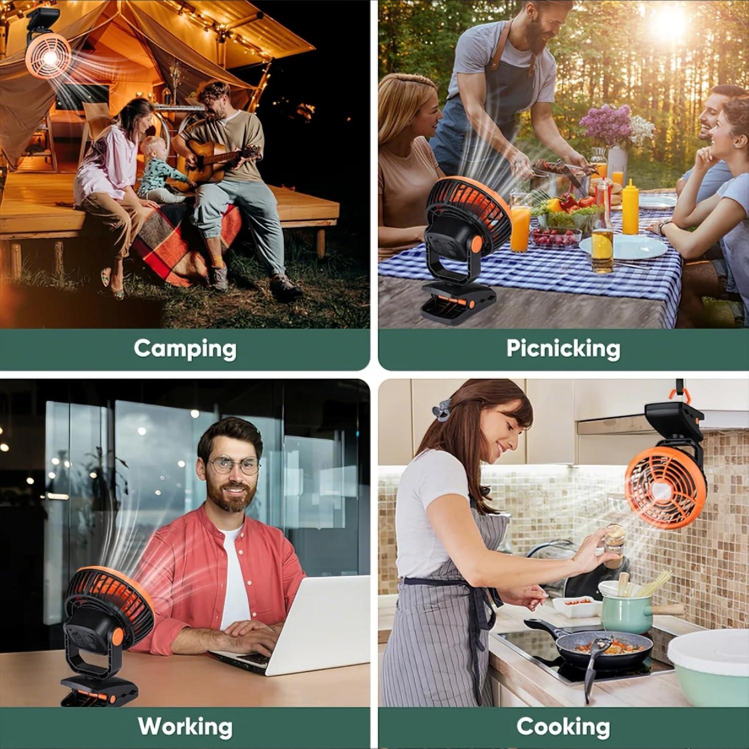 Ventilador de Camping Durapower AM17-24KT37 con Linterna LED