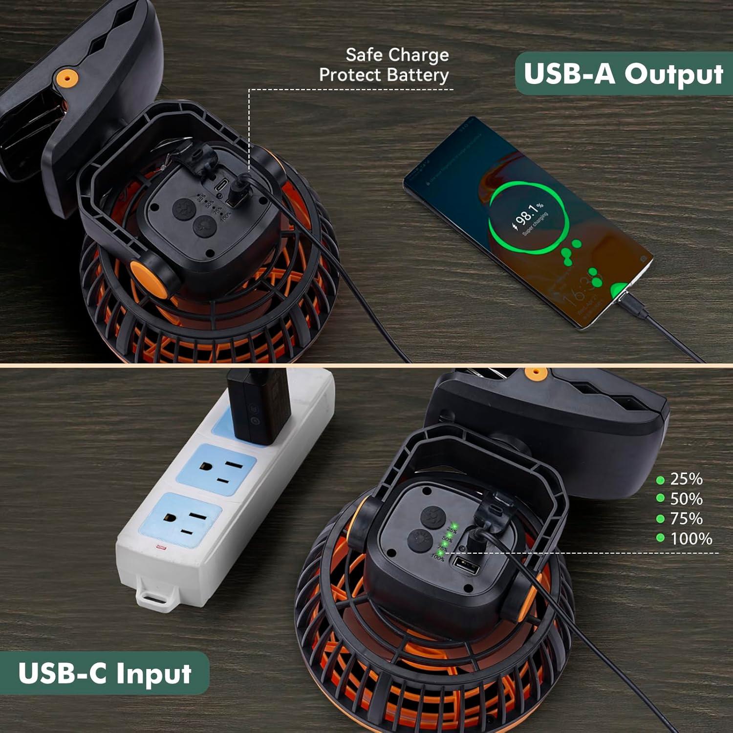 Ventilador de Camping Durapower AM17-24KT37 con Linterna LED