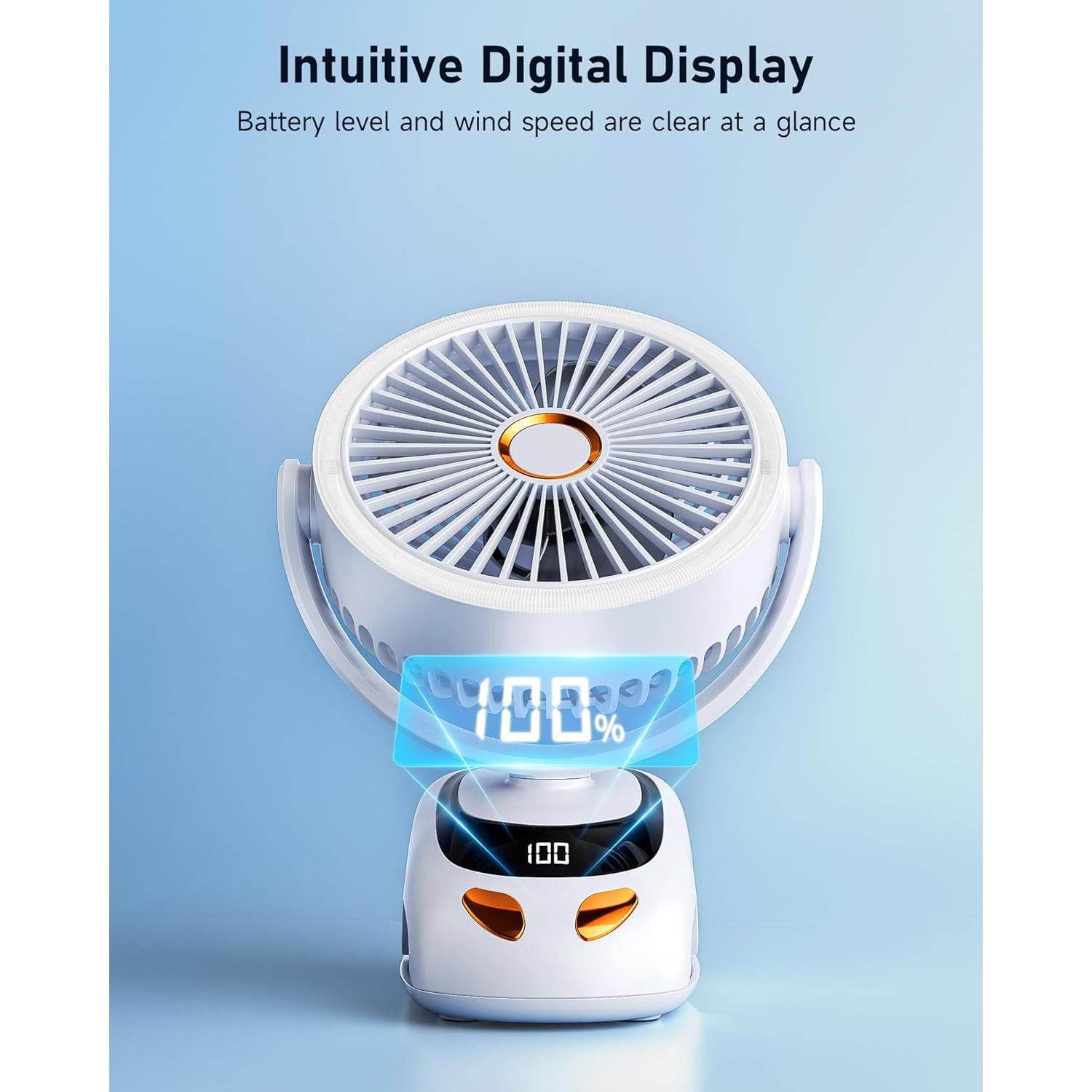 Ventilador de Clip PILSAMAS PLM-C6 con Luz LED y Batería 10000mAh