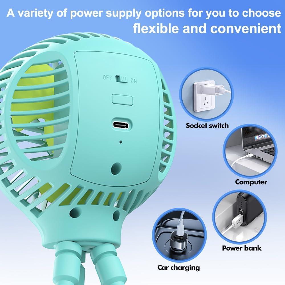 Ventilador Portátil Ddrihlees SF01 360° Recargable USB Azul