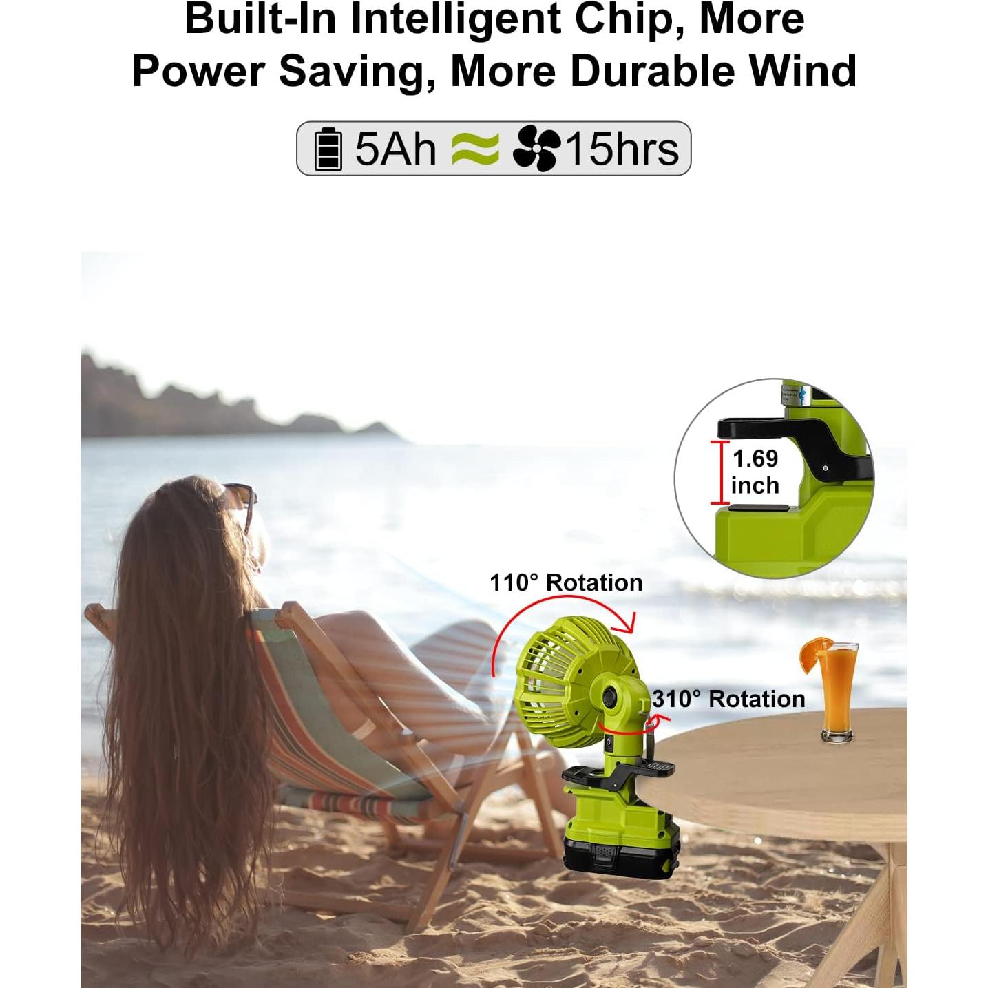 Ventilador Portátil Clip Taingwei LUB-FC109 18V Recargable