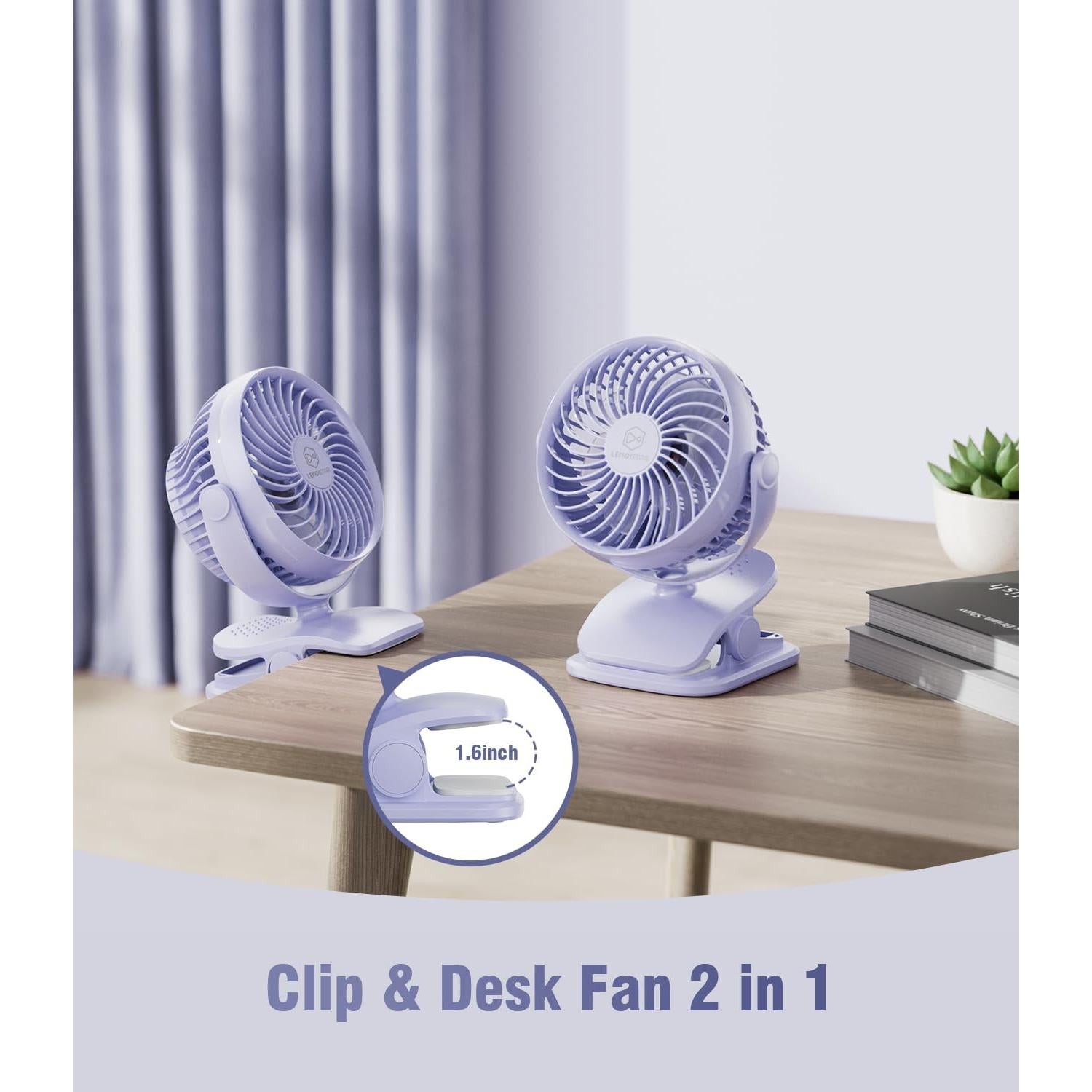 Ventilador Clip LEMOISTAR FA3D 5" Portátil USB 4 Velocidades