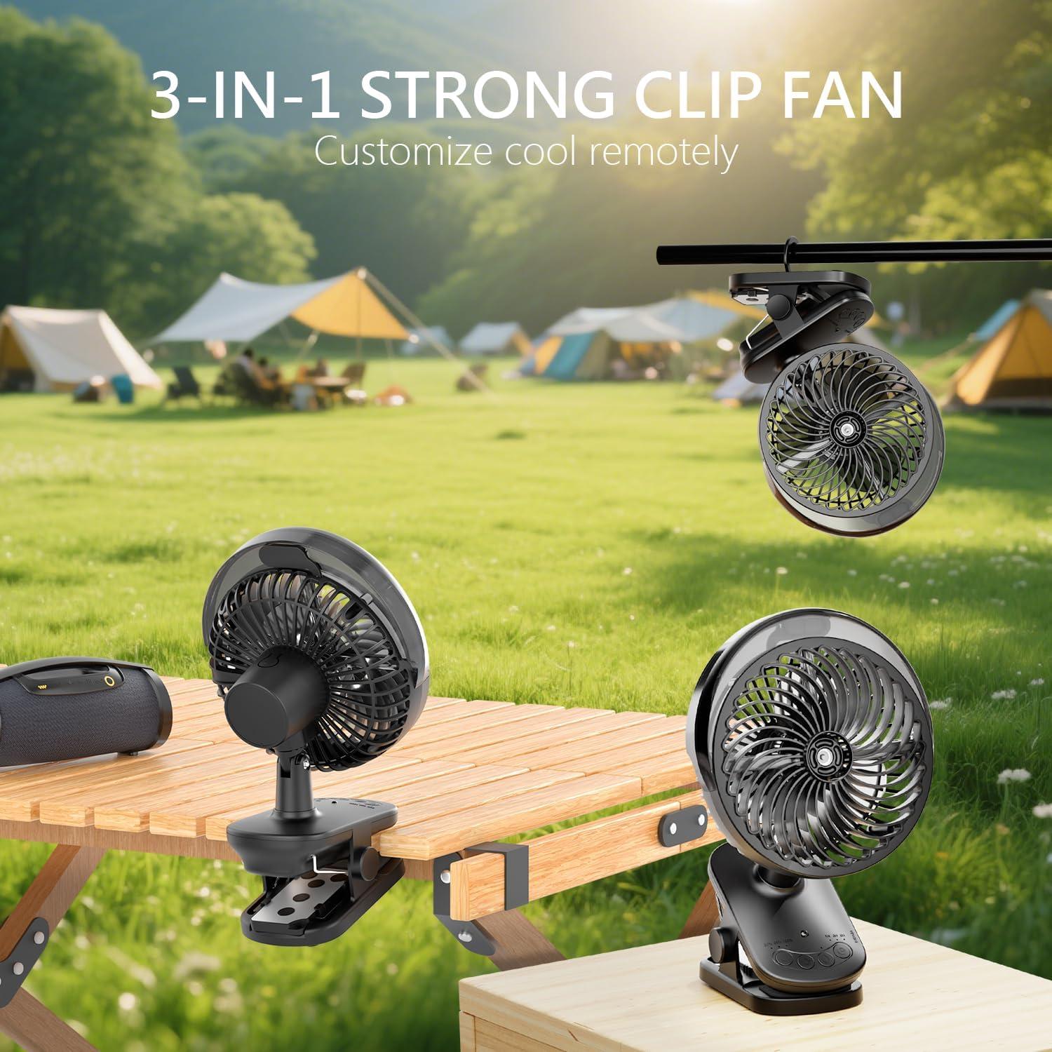 Ventilador de Clip Recargable LiangJJ F036M con Neblina y Luz LED