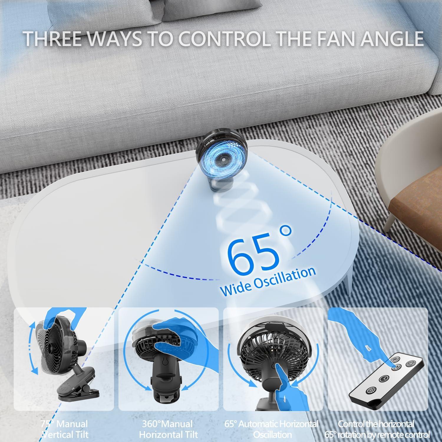 Ventilador de Clip Recargable LiangJJ F036M con Neblina y Luz LED