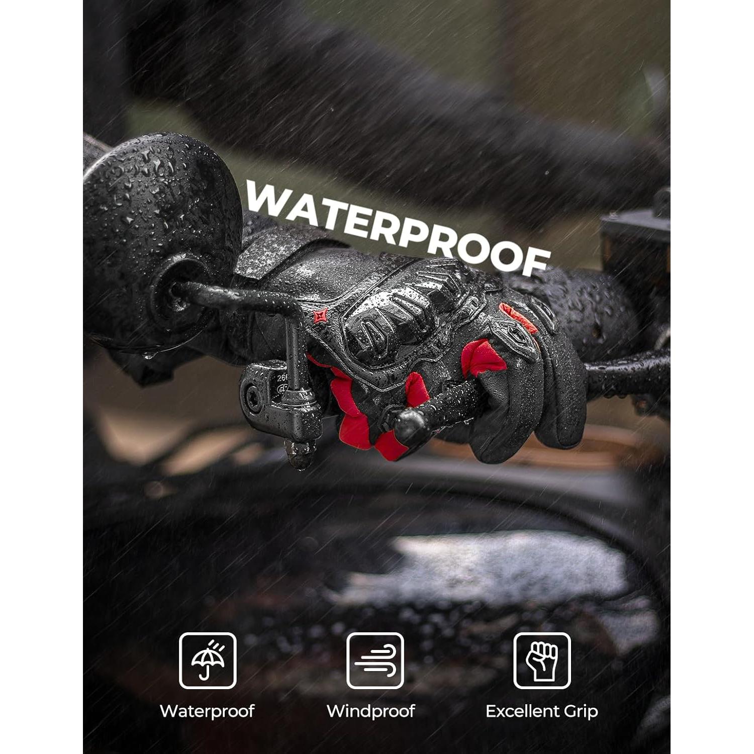 Guantes de invierno KEMIMOTO para motocicleta, rojos, táctiles