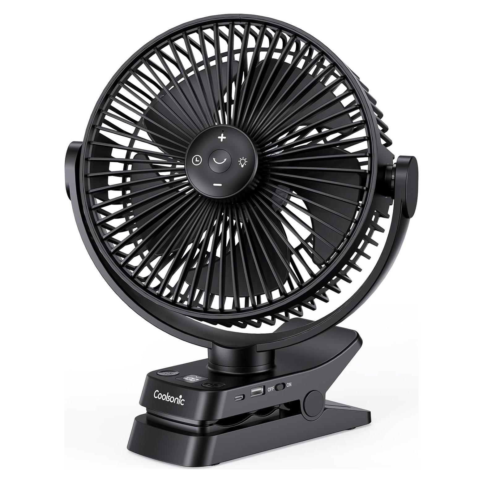 Ventilador Recargable Coolsonic 12000mAh 20cm USB Negro
