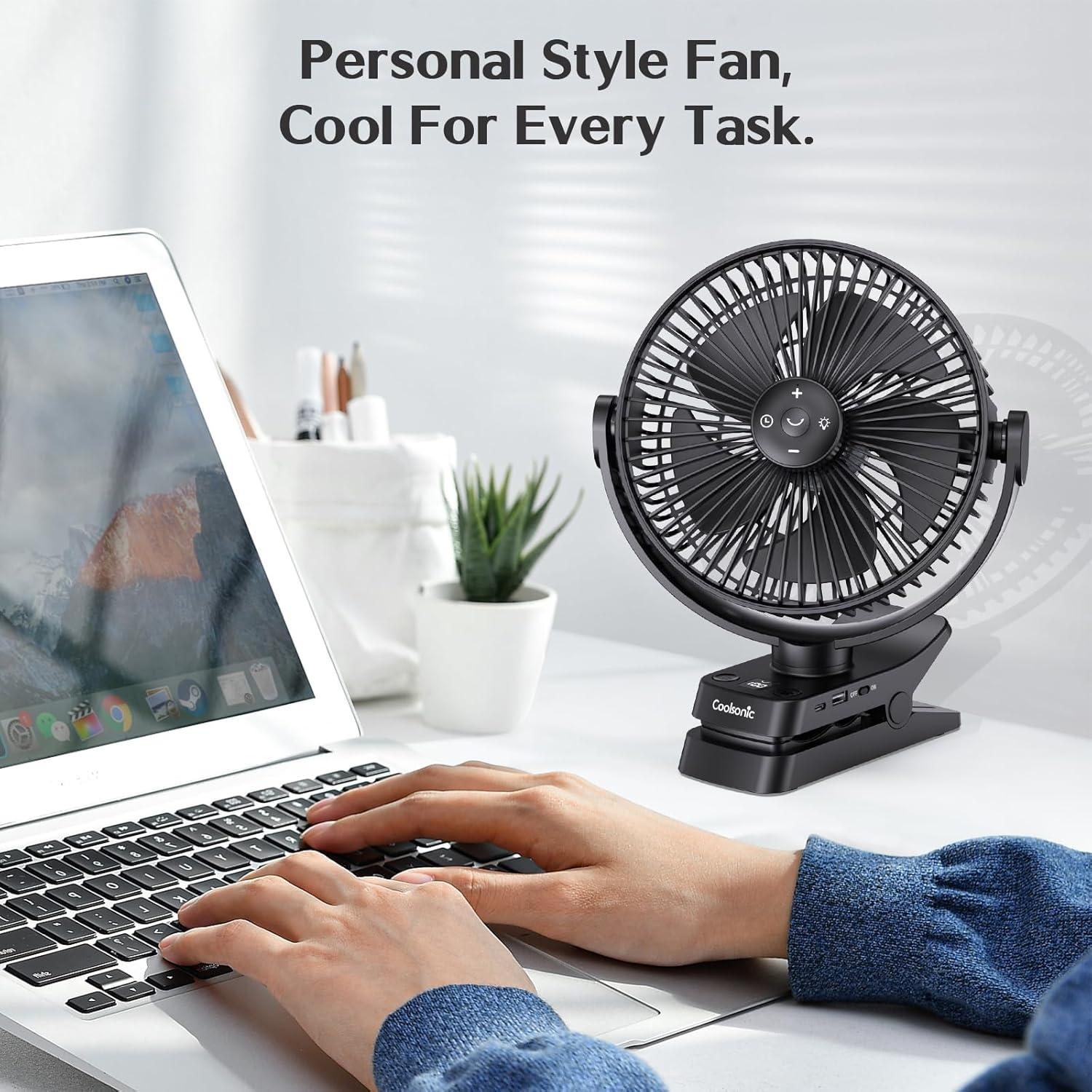 Ventilador Recargable Coolsonic 12000mAh 20cm USB Negro