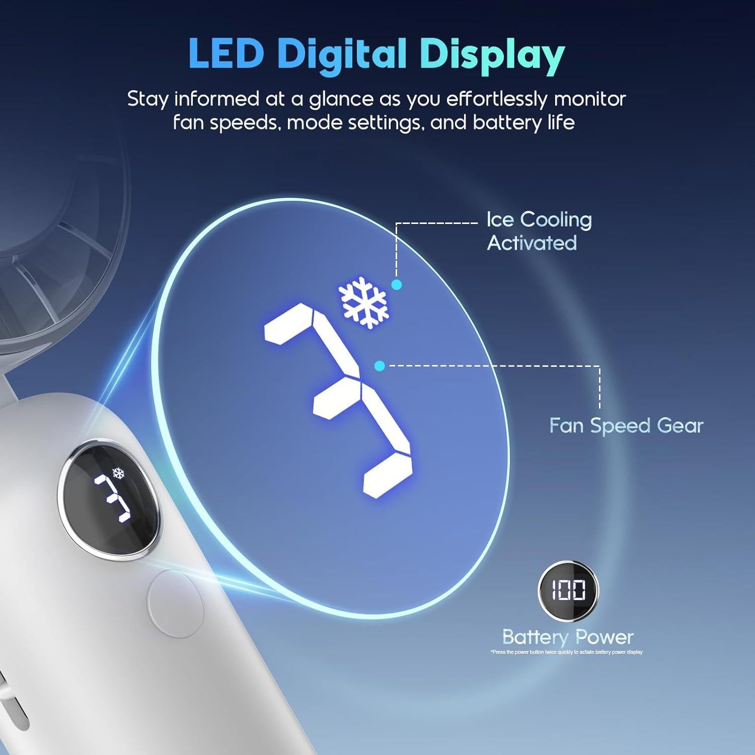 Ventilador Portátil Hotsales 5000mAh Recargable USB LED