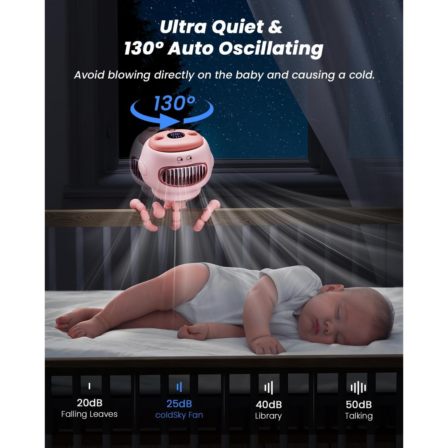 Ventilador de Coche ColdSky YE02 Rosa, Portátil 4000mAh 4 Velocidades