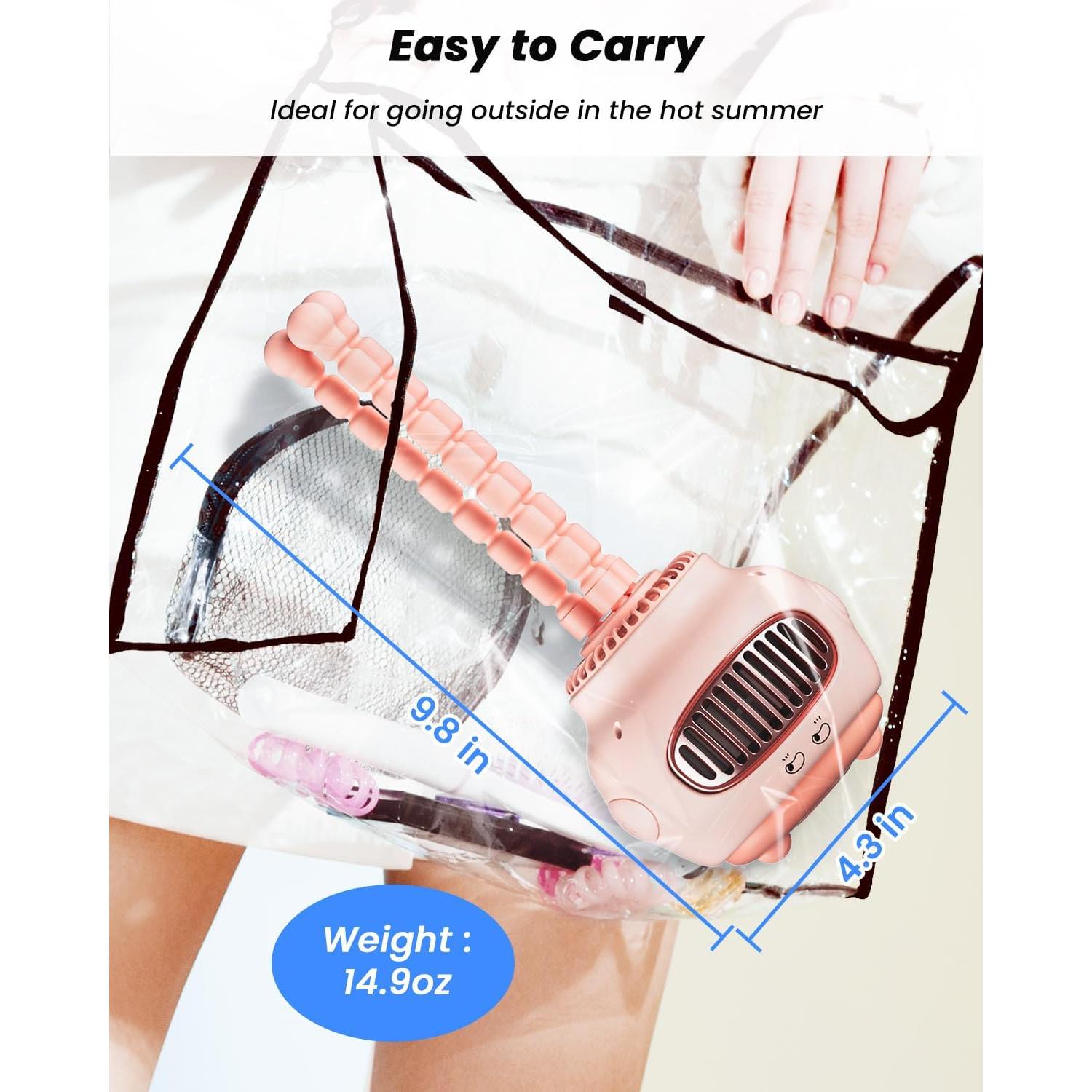 Ventilador de Coche ColdSky YE02 Rosa, Portátil 4000mAh 4 Velocidades