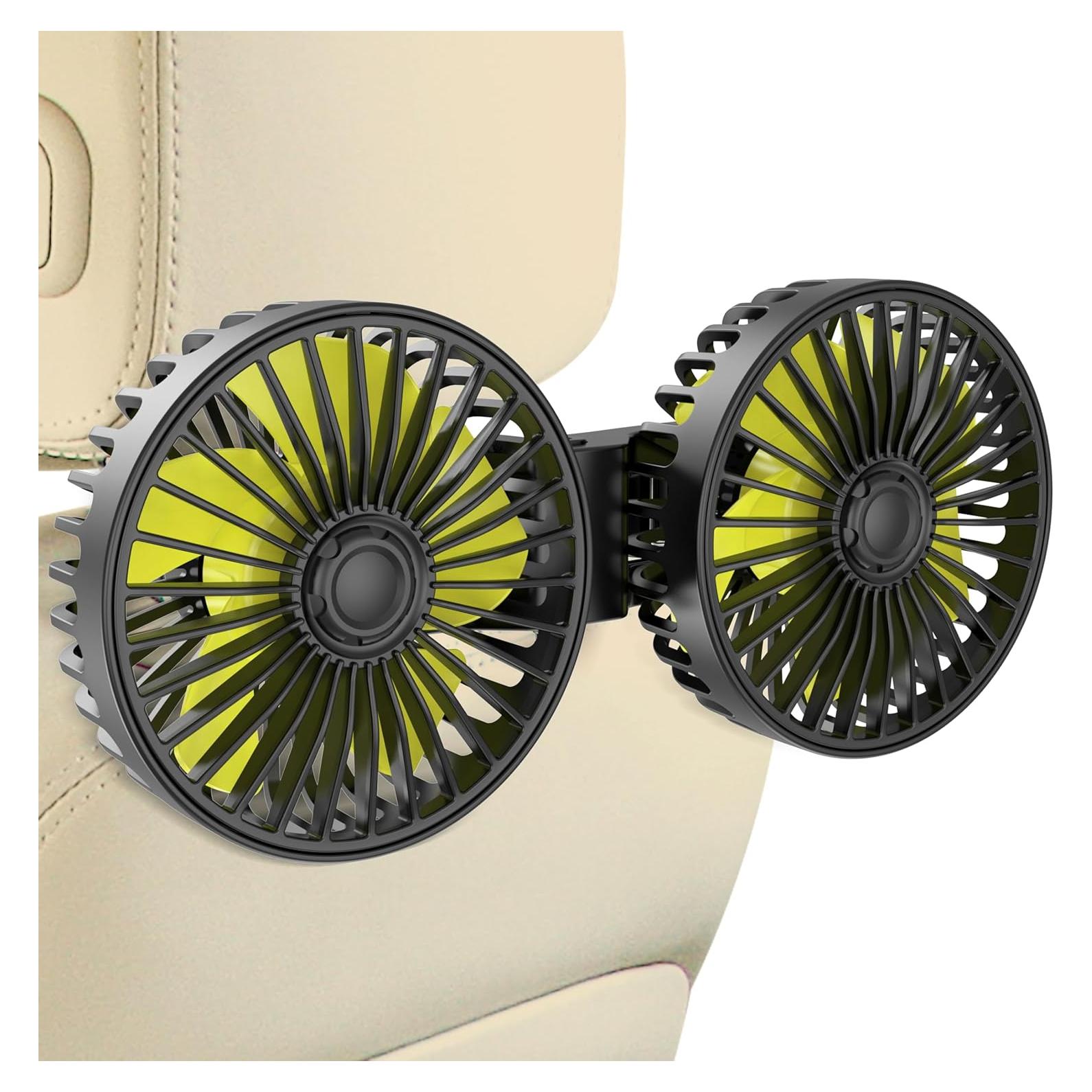 Ventilador de Coche USB Wowok Doble Cabeza 3 Velocidades 388g