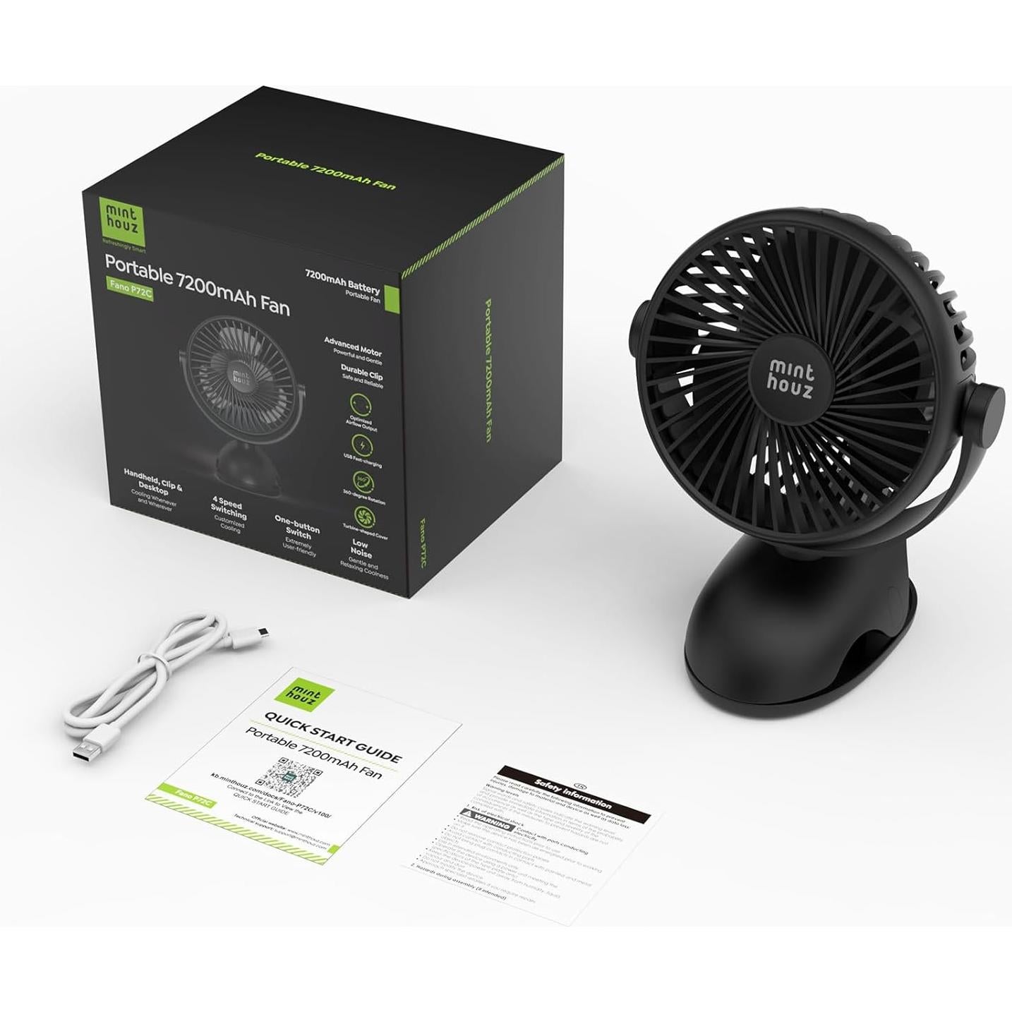 Ventilador de Clip Minthouz D603 Recargable USB-C 7200mAh