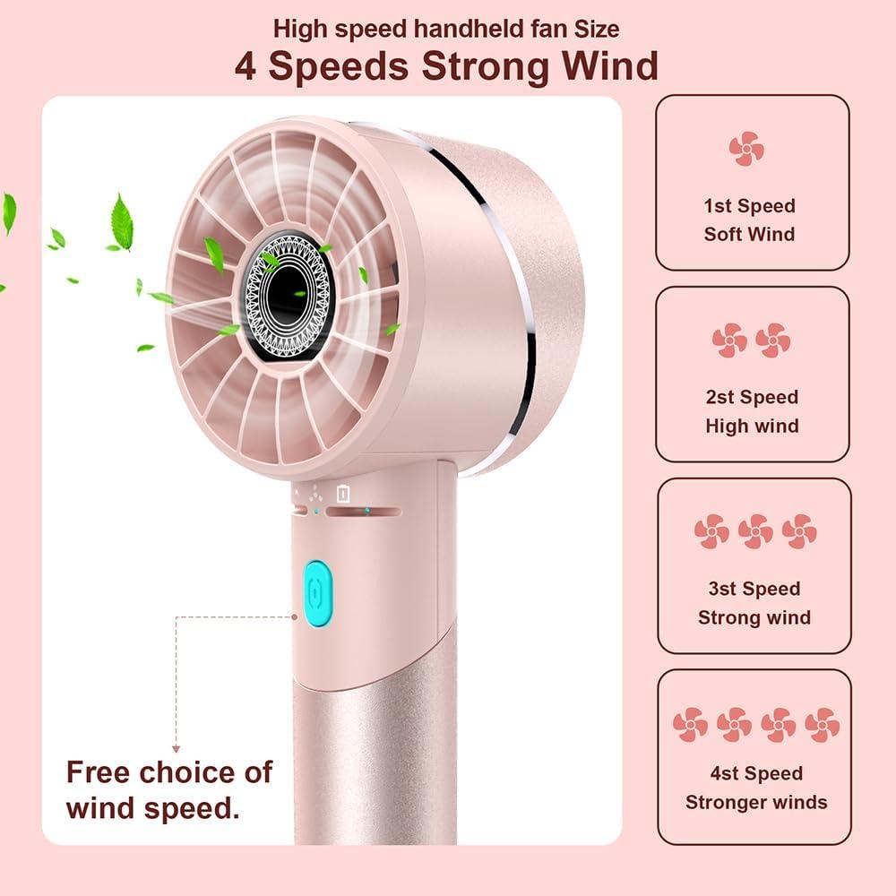 Ventilador de Mano Lepwings G3 Rosa Recargable USB 4 Velocidades