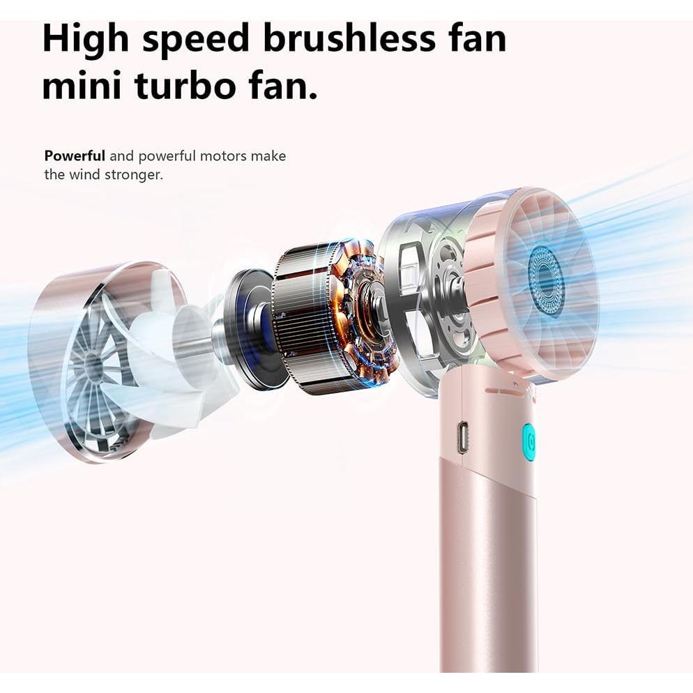Ventilador de Mano Lepwings G3 Rosa Recargable USB 4 Velocidades