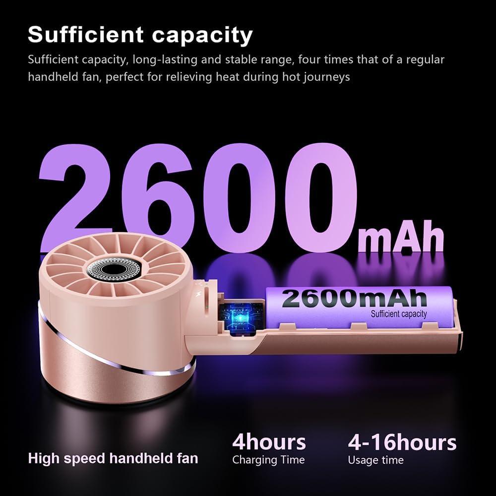 Ventilador de Mano Lepwings G3 Rosa Recargable USB 4 Velocidades