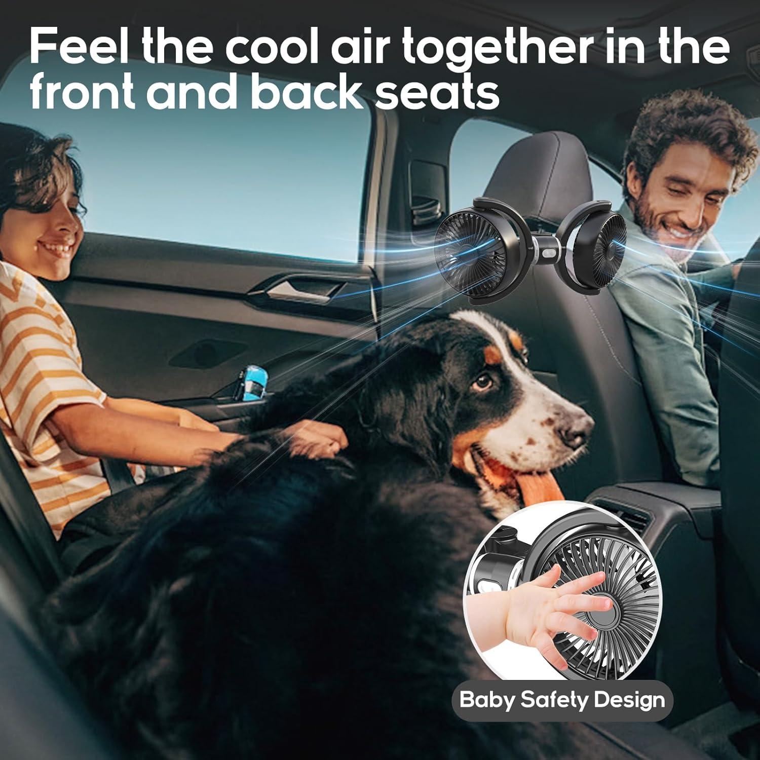 Ventilador USB Doble Cabeza Trustnice para Auto 3 Velocidades