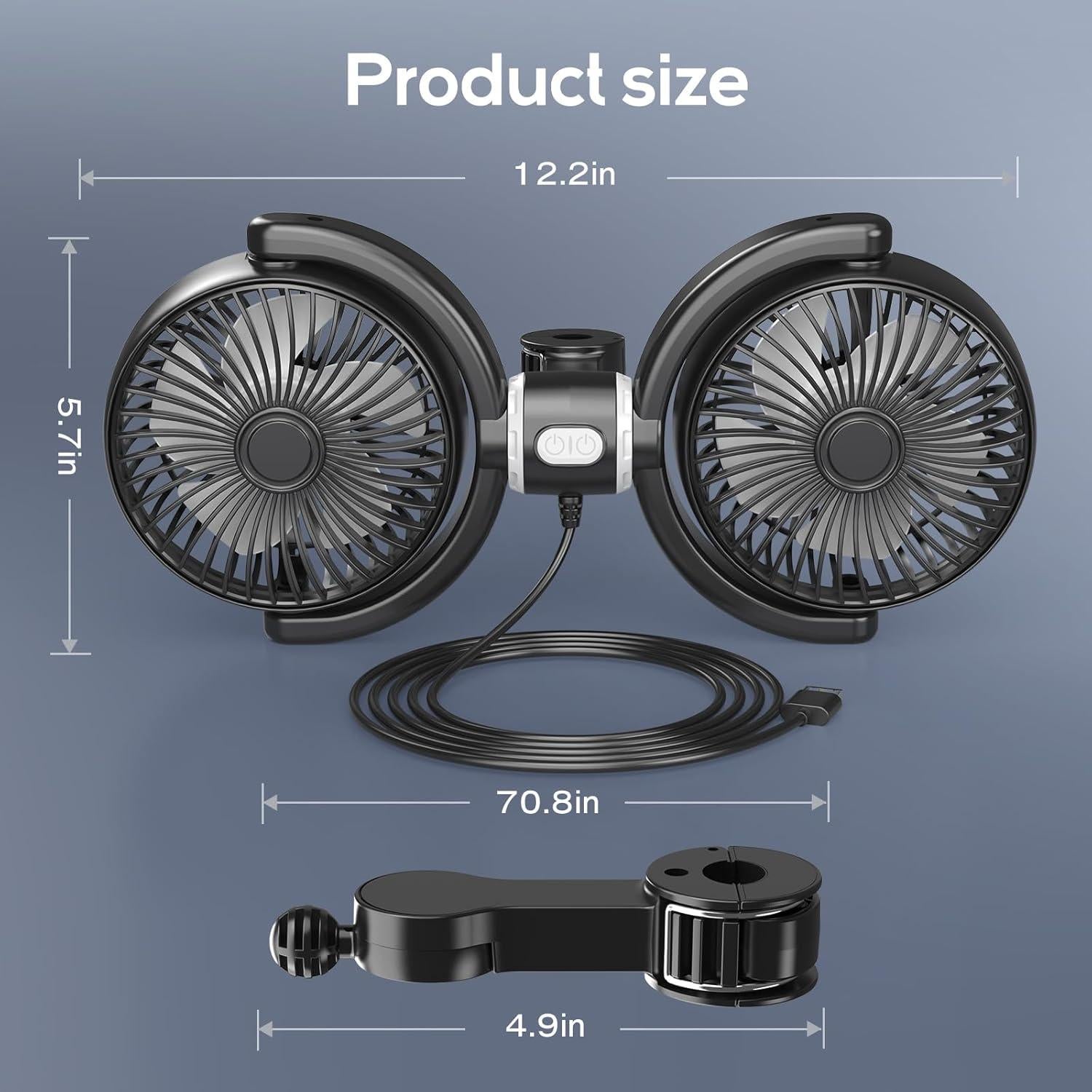 Ventilador USB Doble Cabeza Trustnice para Auto 3 Velocidades