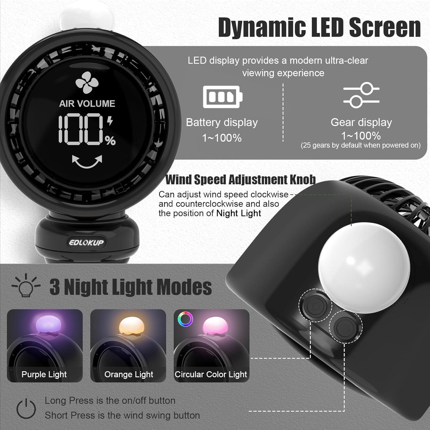 Ventilador de Cochecito Genérico Oscilante USB Recargable Negro