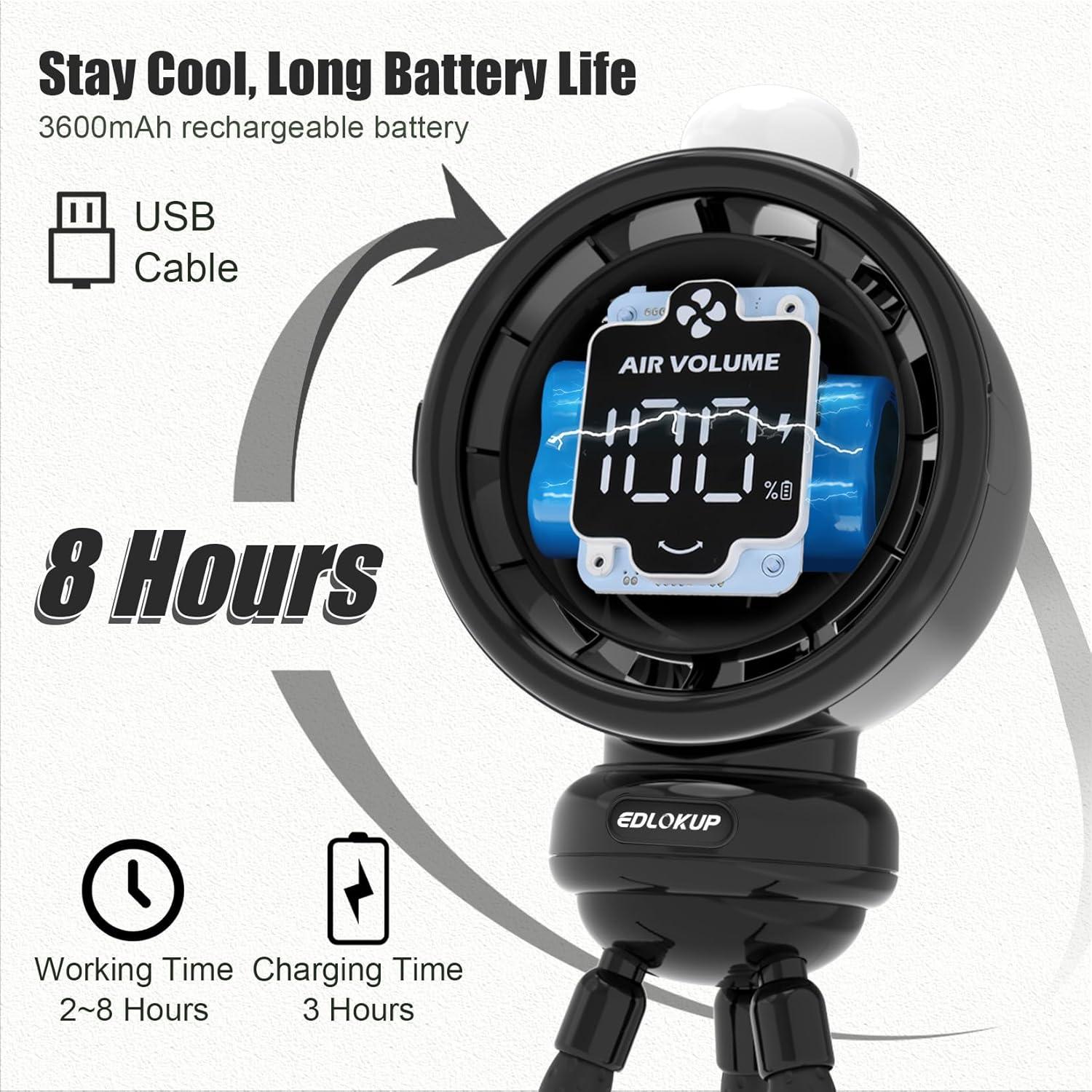 Ventilador de Cochecito Genérico Oscilante USB Recargable Negro