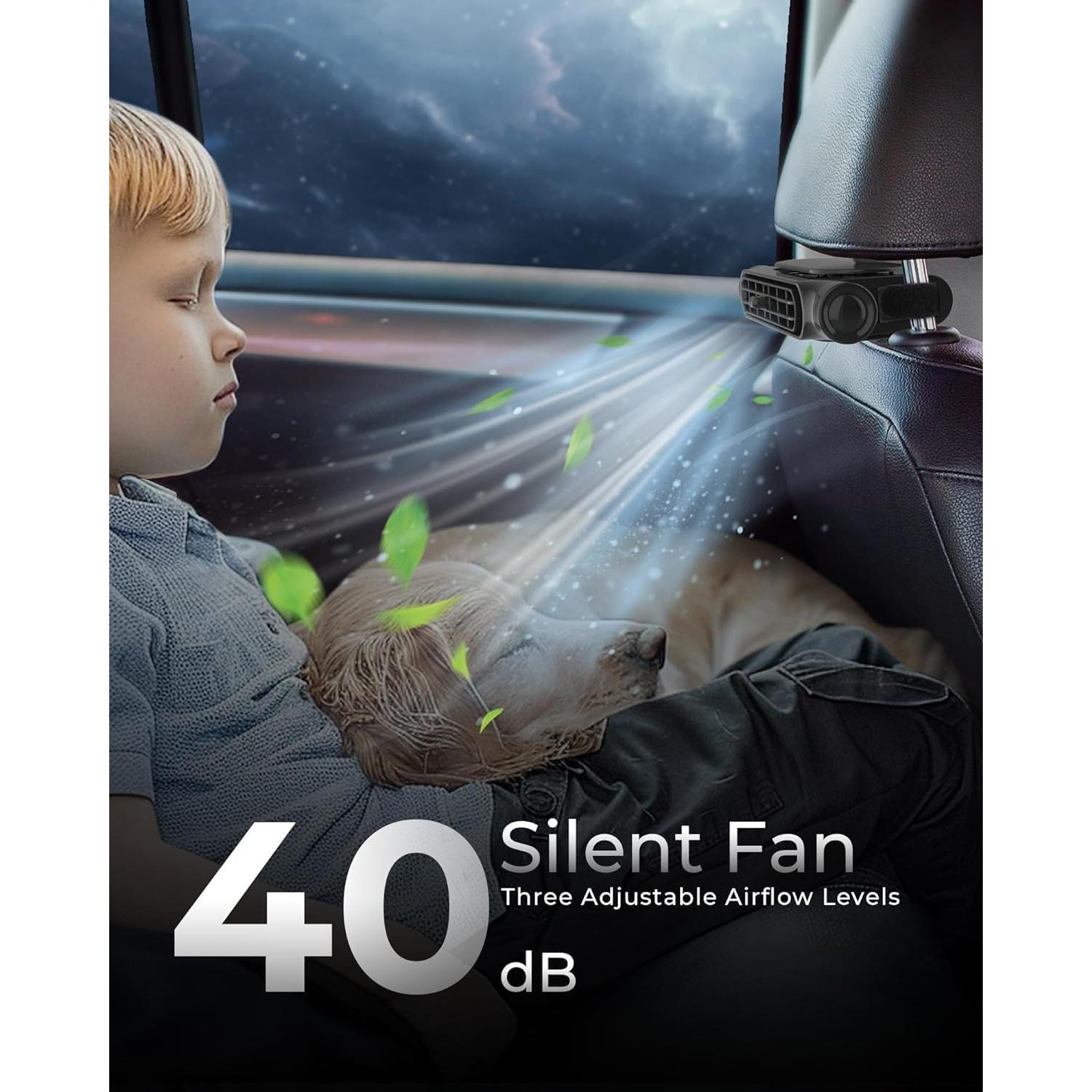 Ventilador de Coche Niubixx Portátil USB 3 Velocidades Negro