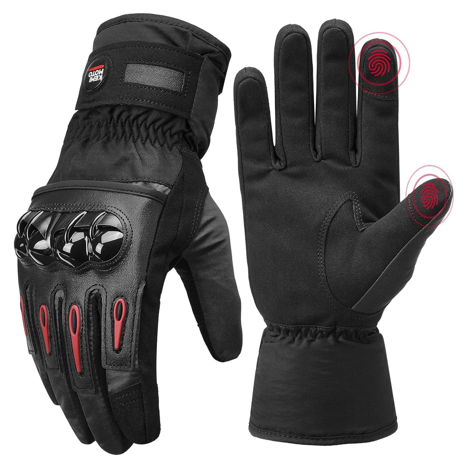 Guantes de Moto KEMIMOTO Invierno 2XL Impermeables Negro