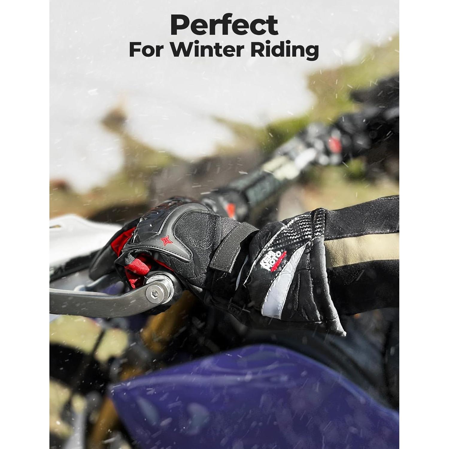 Guantes de Moto KEMIMOTO Invierno Impermeables Táctiles Rojo