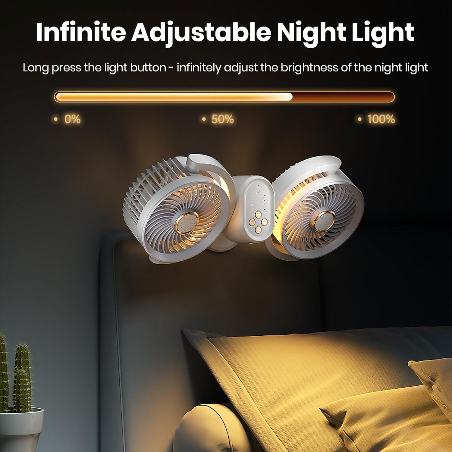 Ventilador de Clip Doble Cabeza Keledz Y-6 Recargable 360°