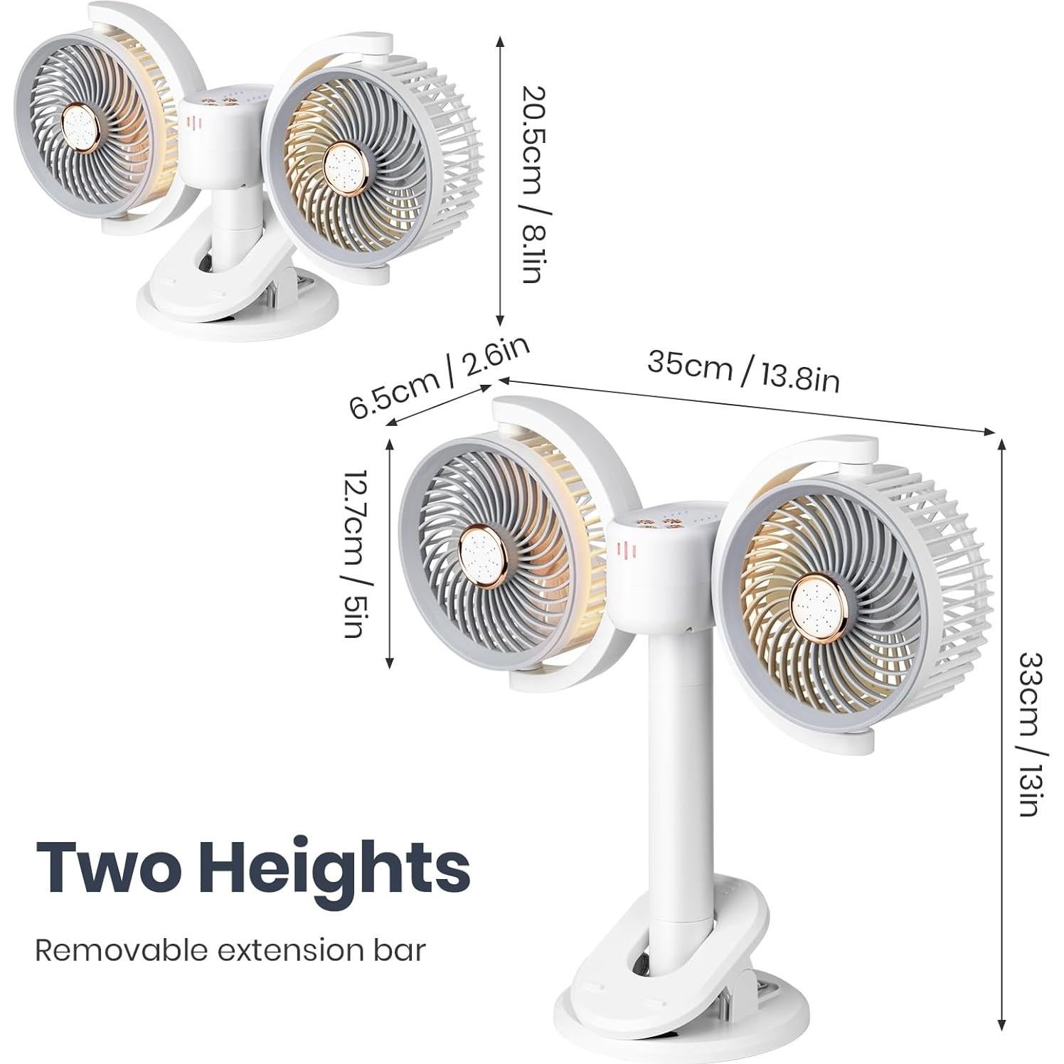 Ventilador de Clip Doble Cabeza Keledz Y-6 Recargable 360°