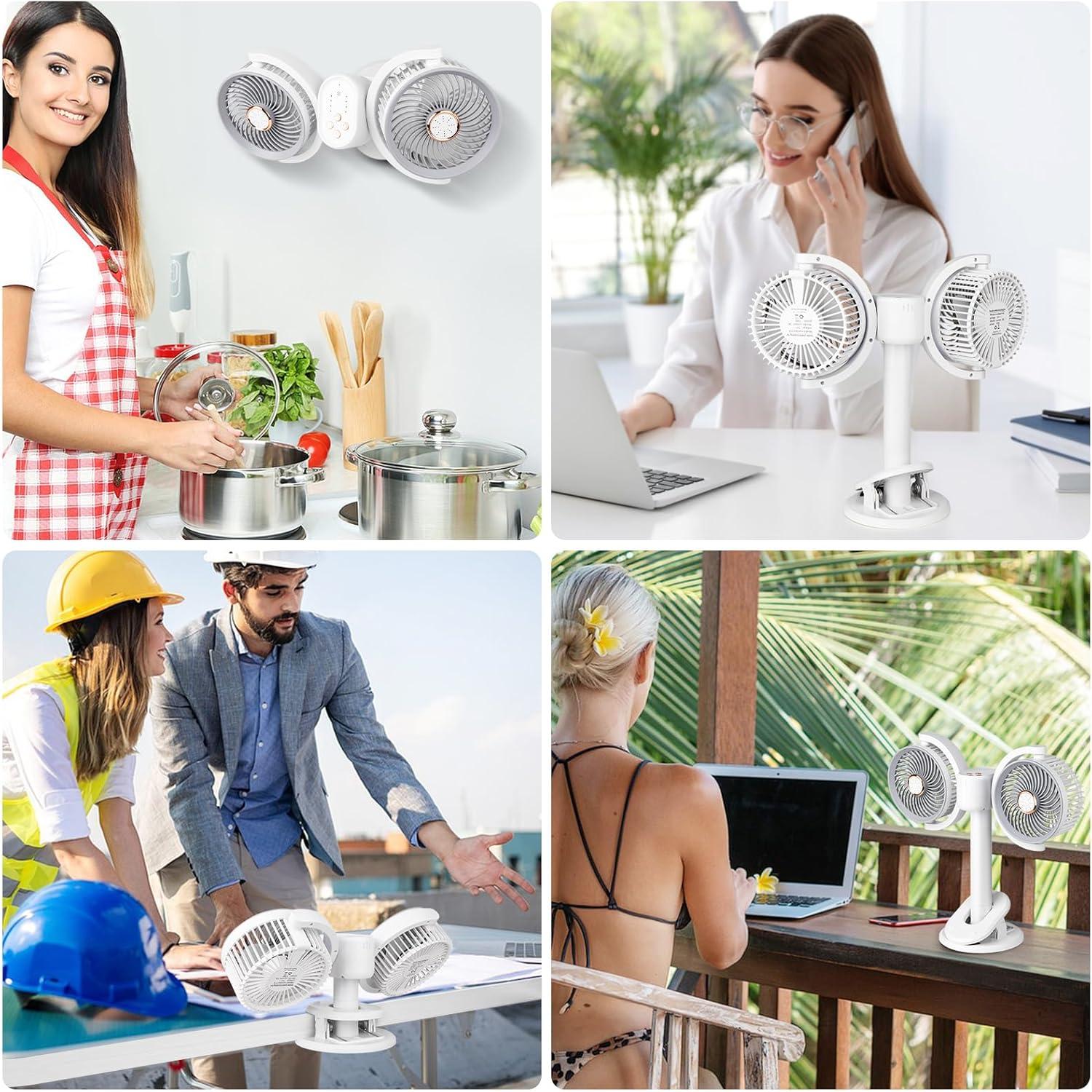 Ventilador de Clip Doble Cabeza Keledz Y-6 Recargable 360°