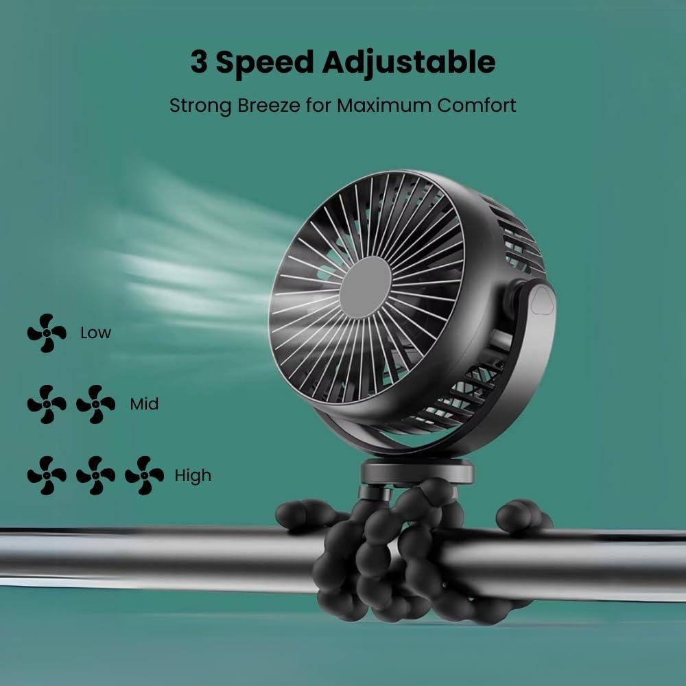 Ventilador Mini Portátil Homefy HFY-PORTABLEFAN Negro 360°