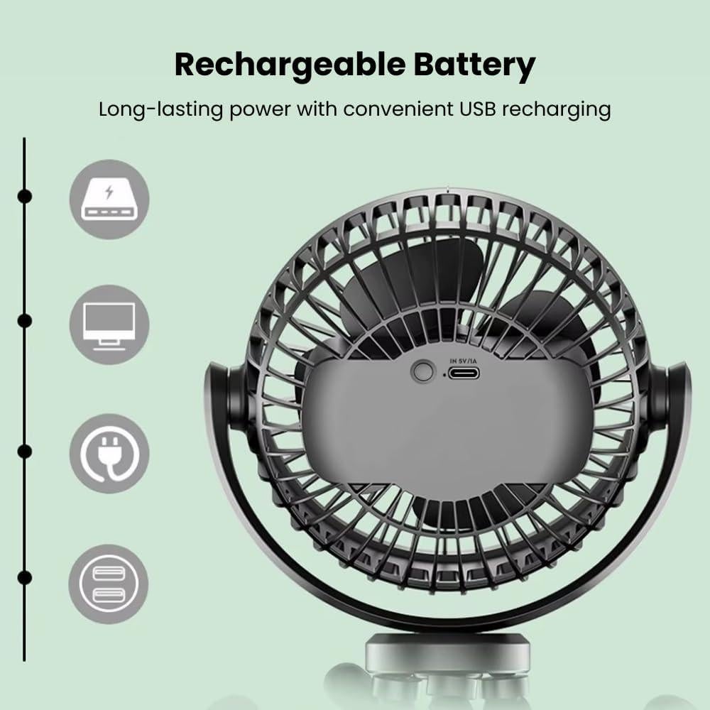 Ventilador Mini Portátil Homefy HFY-PORTABLEFAN Negro 360°