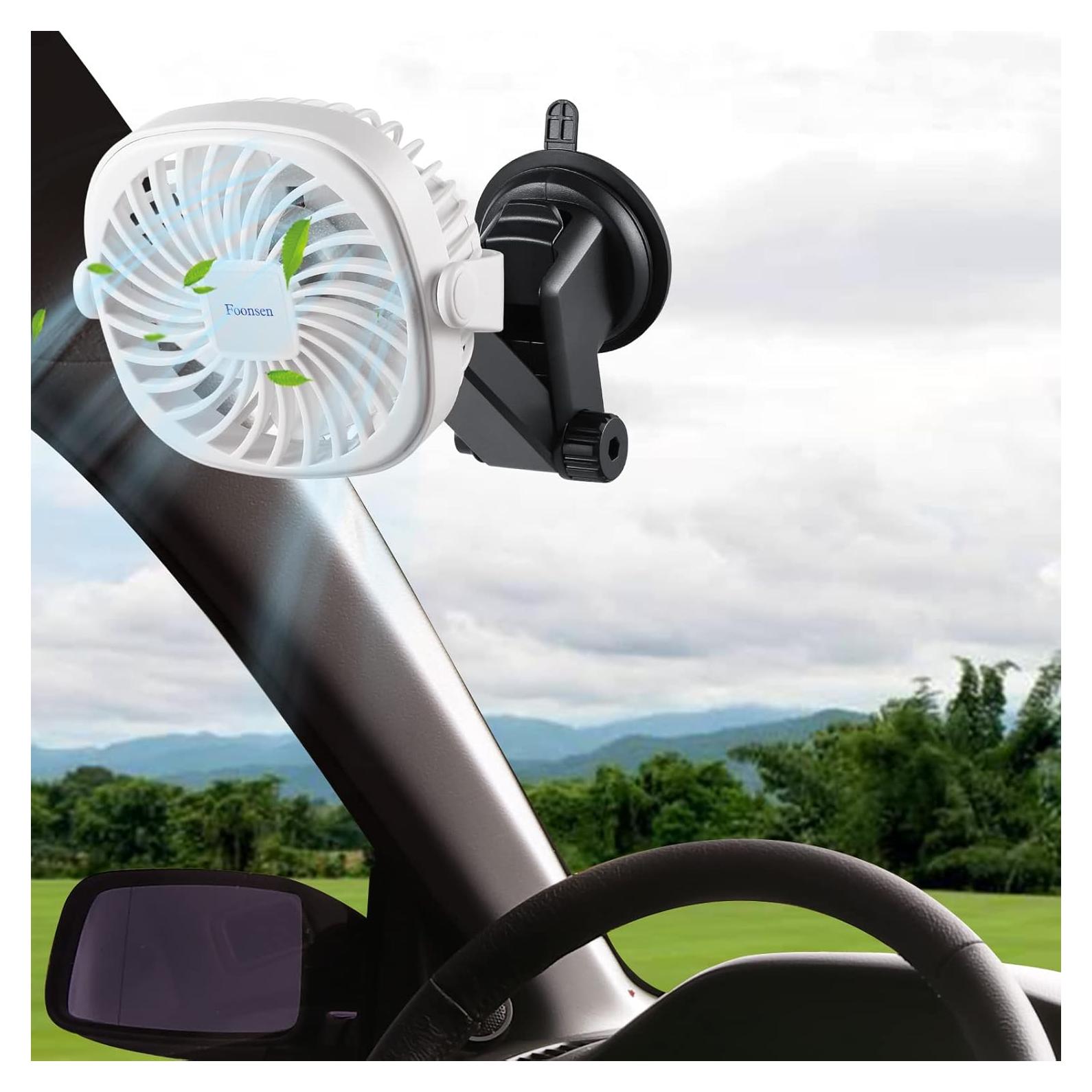 Ventilador Recargable USB Foonsen para Cochecito Blanco 3 Velocidades