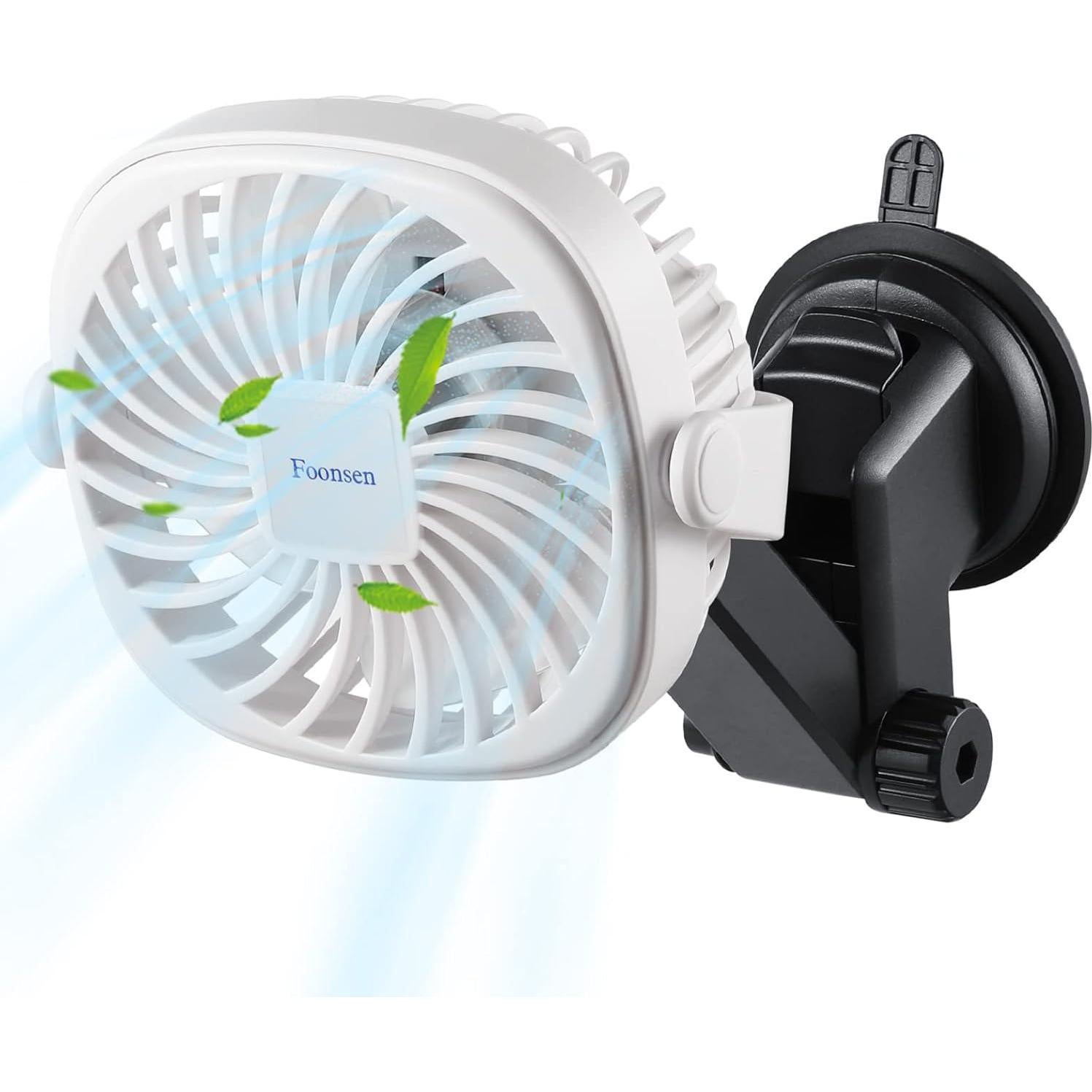 Ventilador Recargable USB Foonsen para Cochecito Blanco 3 Velocidades