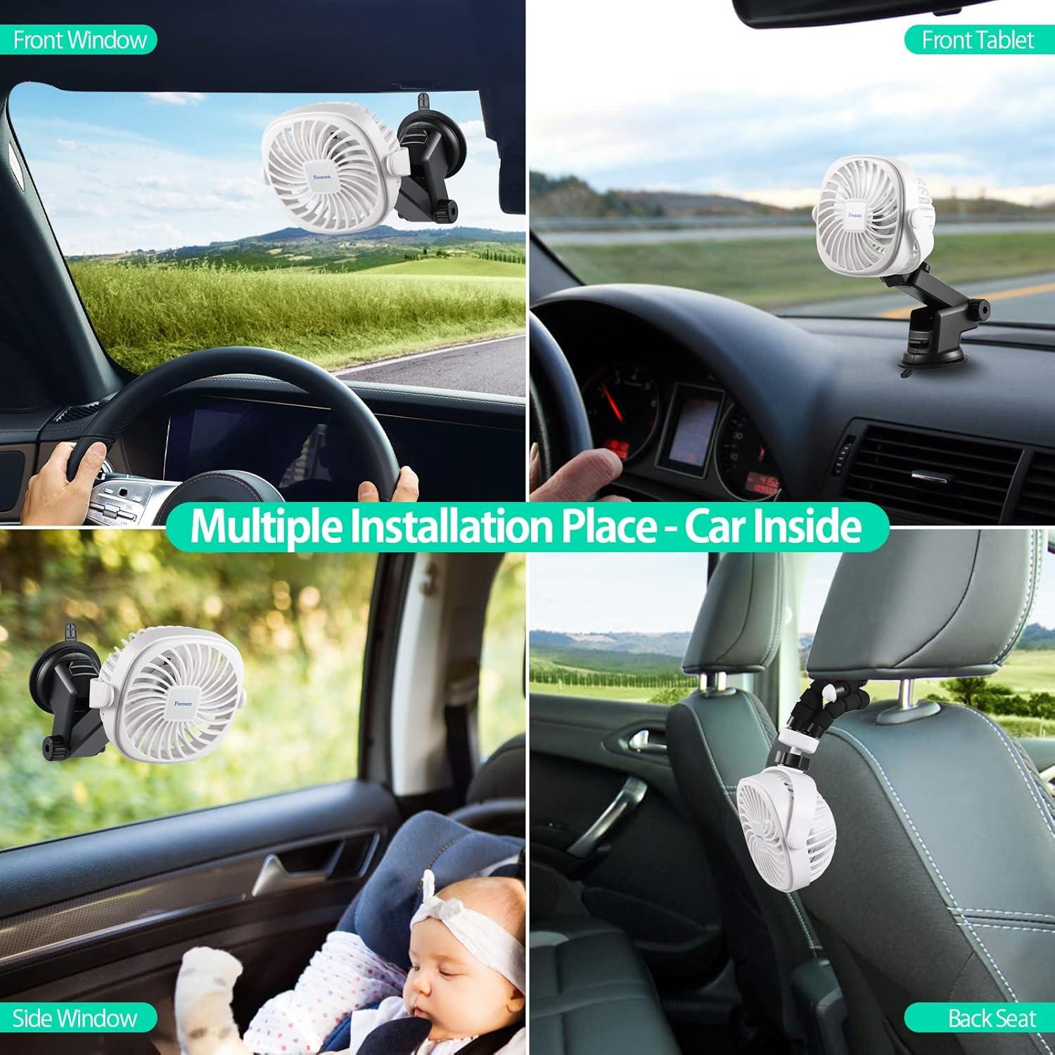 Ventilador Recargable USB Foonsen para Cochecito Blanco 3 Velocidades