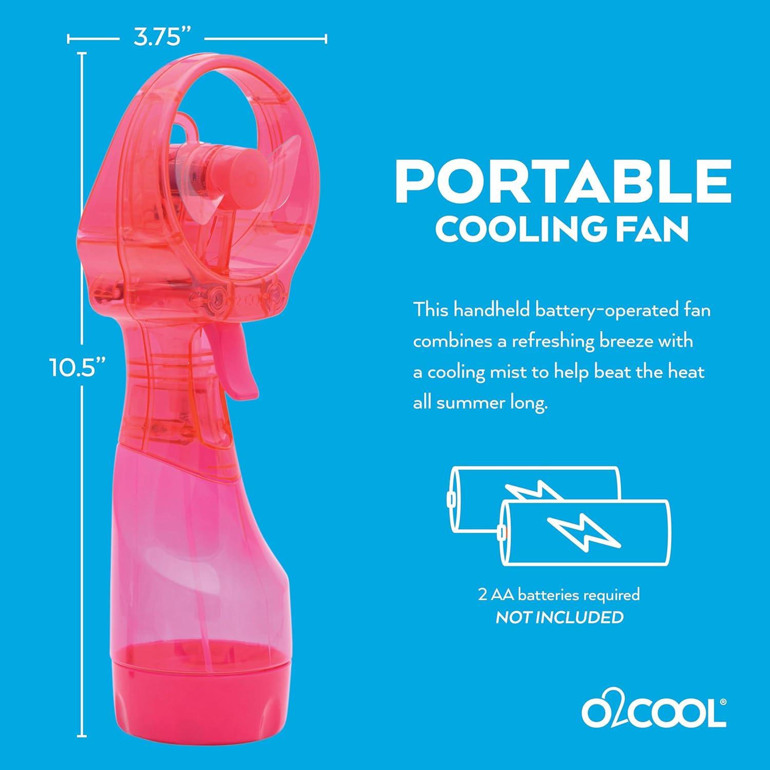 Ventilador de mano O2COOL Deluxe con nebulizador 2 Paquete Rosa