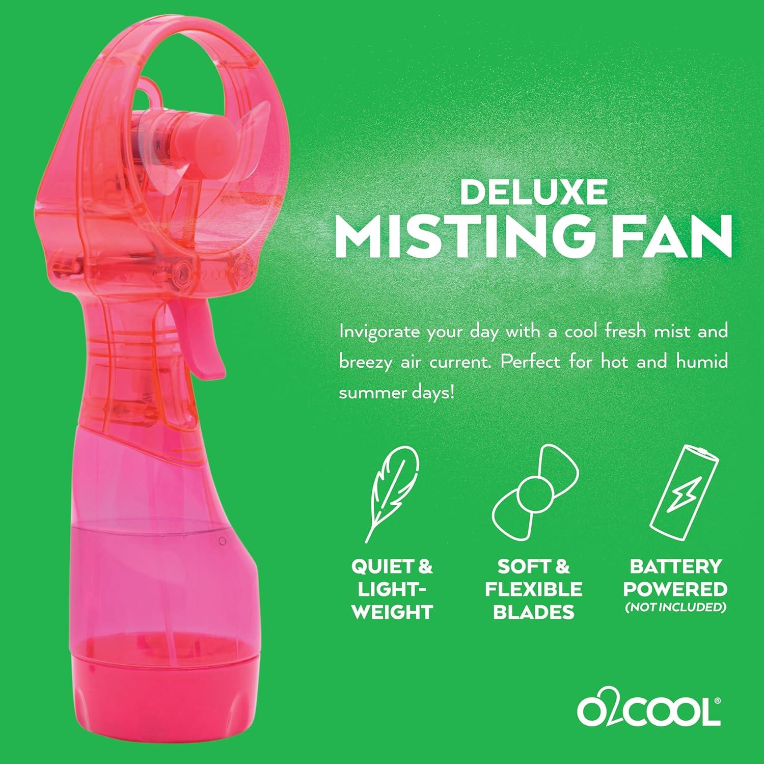 Ventilador de mano O2COOL Deluxe con nebulizador 2 Paquete Rosa