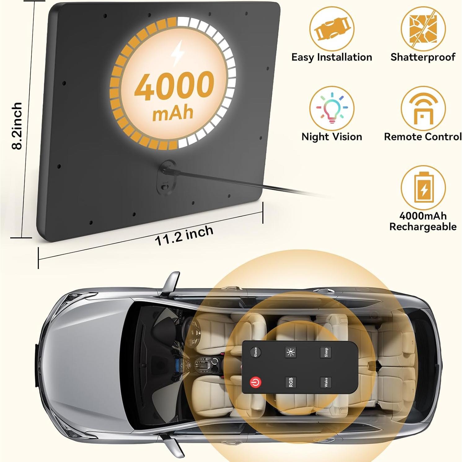 Espejo de Coche para Bebés Wkzay con Luz y Control Remoto