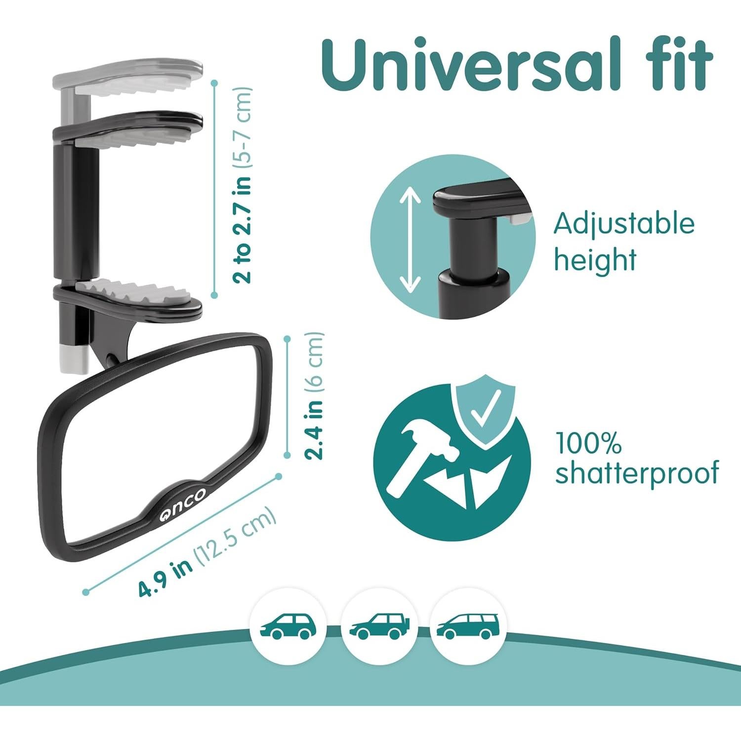 Espejo Clip-On para Bebé Onco - A Prueba de Roturas 5.8x12.4cm