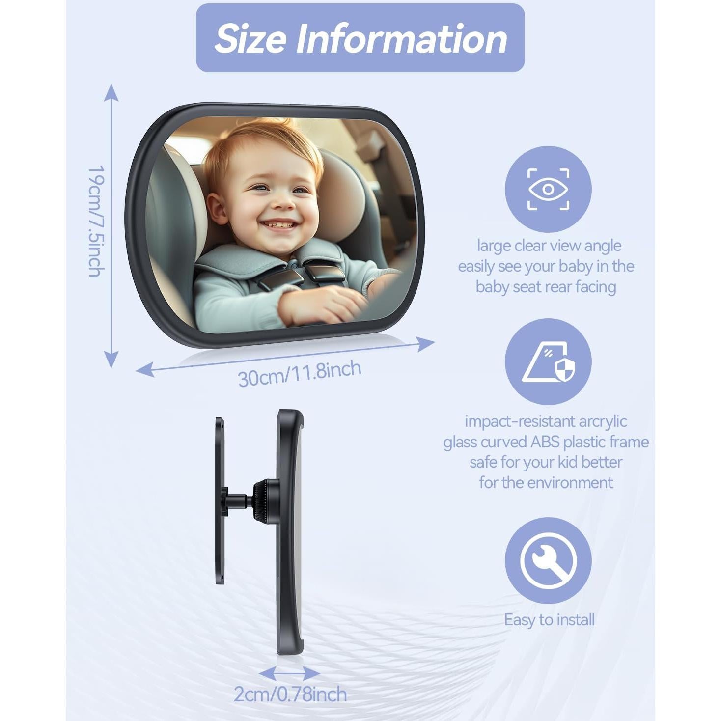 Espejo de Coche para Bebés Eassky B1 Irrompible Negro