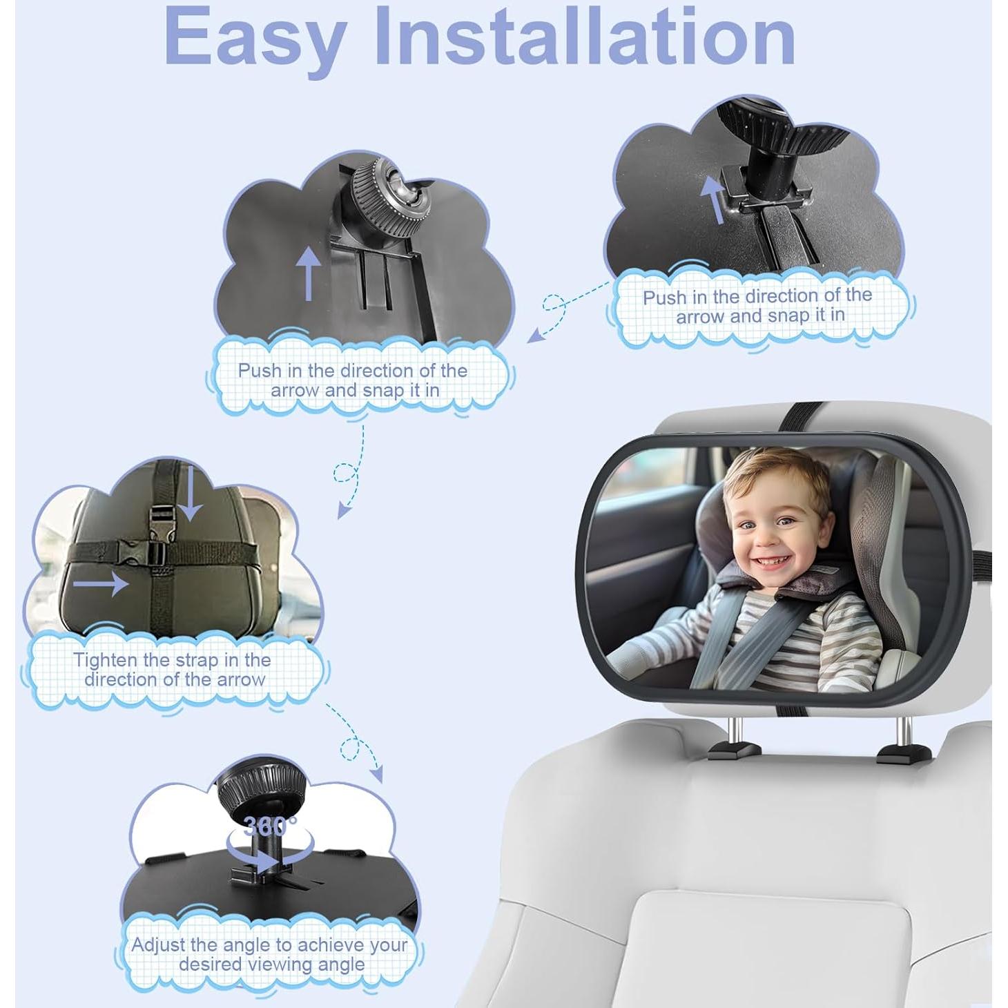 Espejo de Coche para Bebés Eassky B1 Irrompible Negro