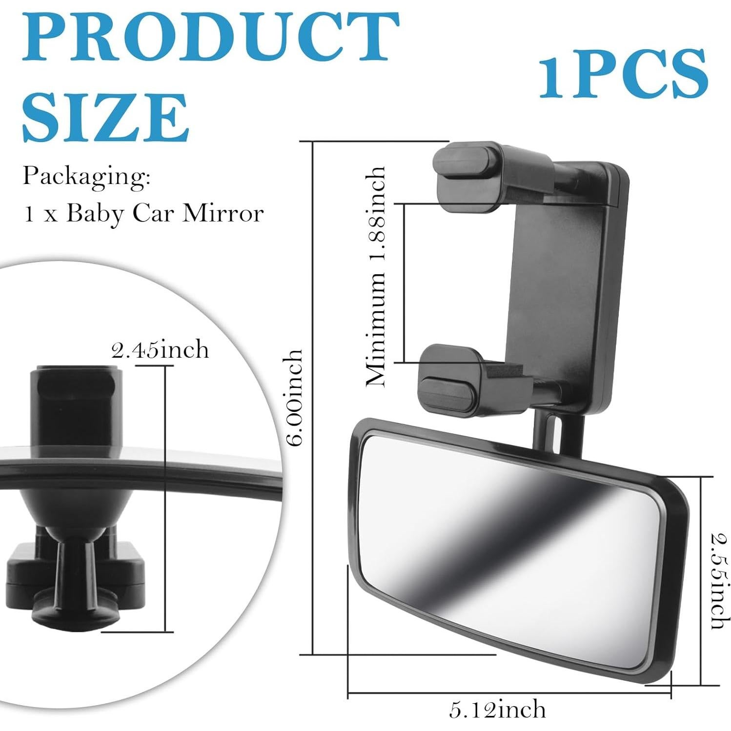 Espejo Curvado para Bebés en Auto OFBAND Ajustable 360°