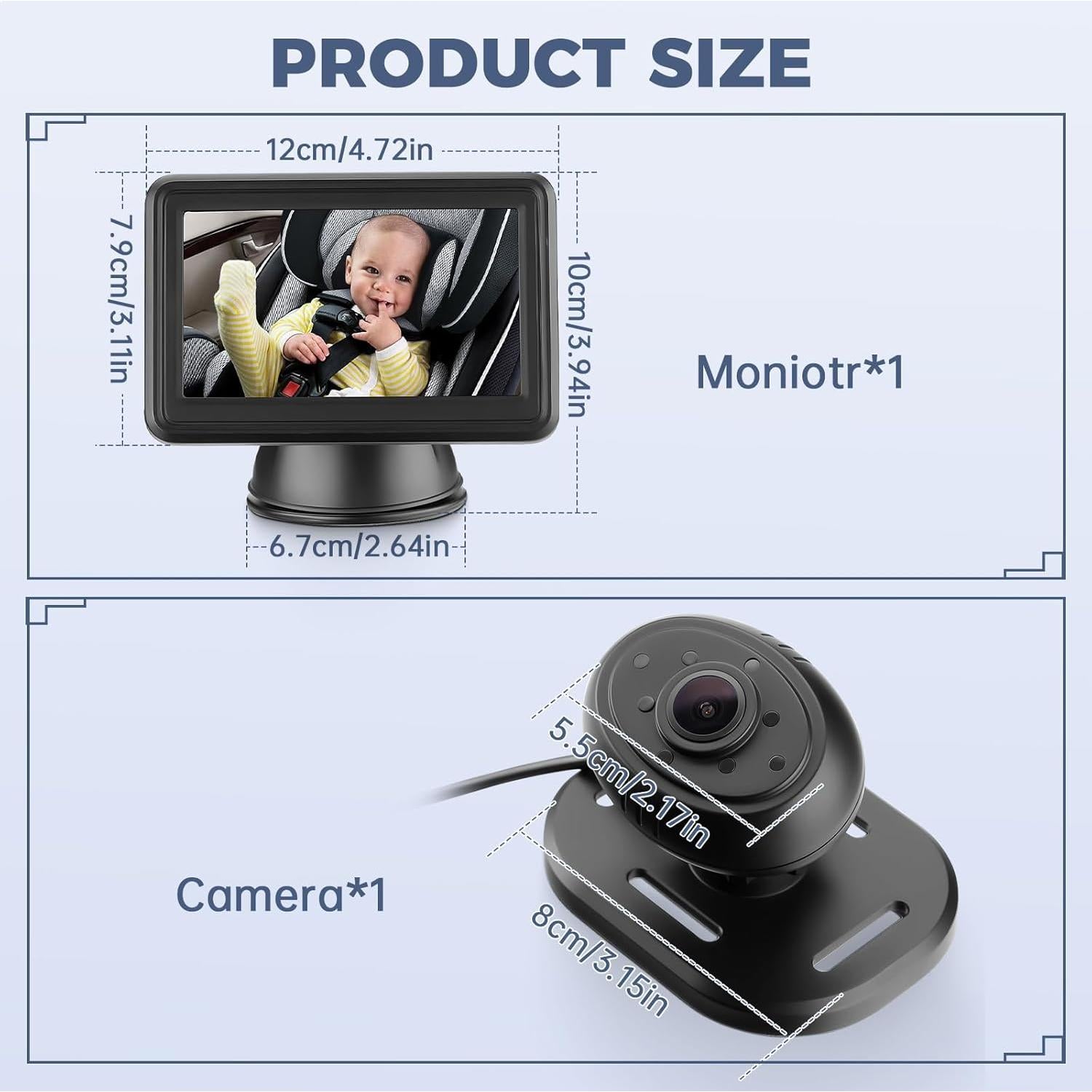 Espejo de Coche para Bebés ACAUTO F-CPAMZ01607 HD 4.3"