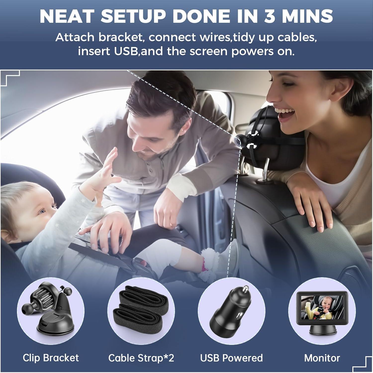 Espejo de Coche para Bebés ACAUTO F-CPAMZ01607 HD 4.3"