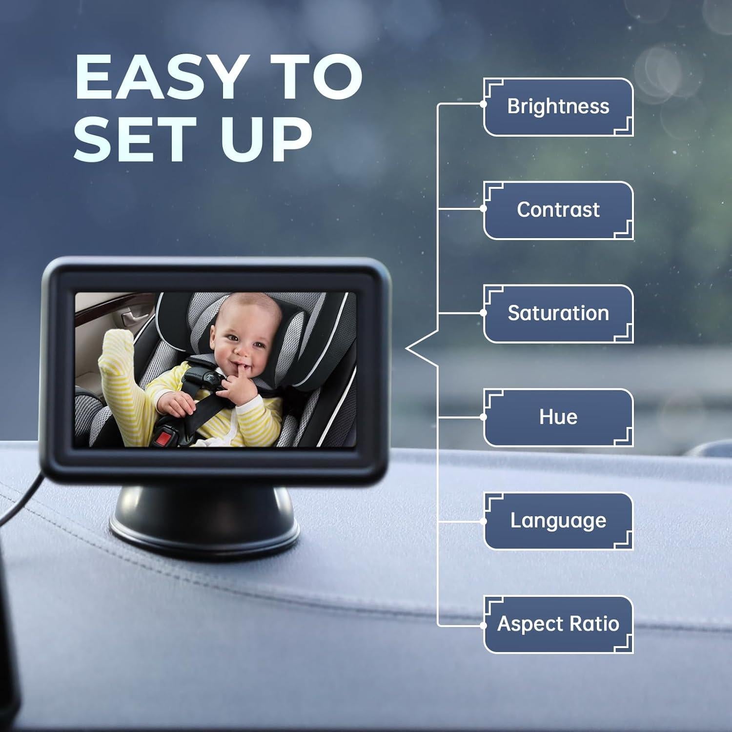 Espejo de Coche para Bebés ACAUTO F-CPAMZ01607 HD 4.3"