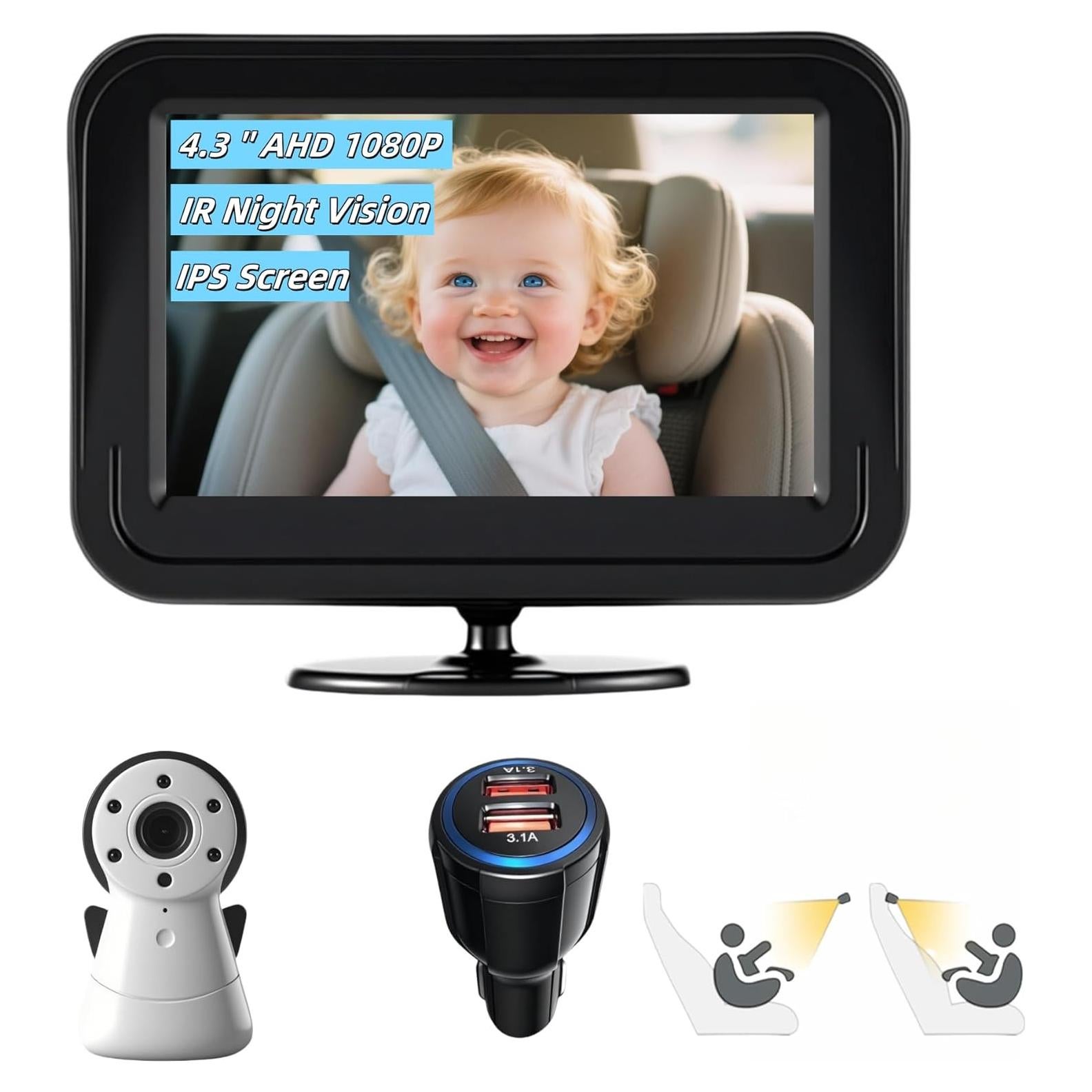 Cámara de Auto para Bebés DUBIAO KXH01 4.3" HD con Visión Nocturna