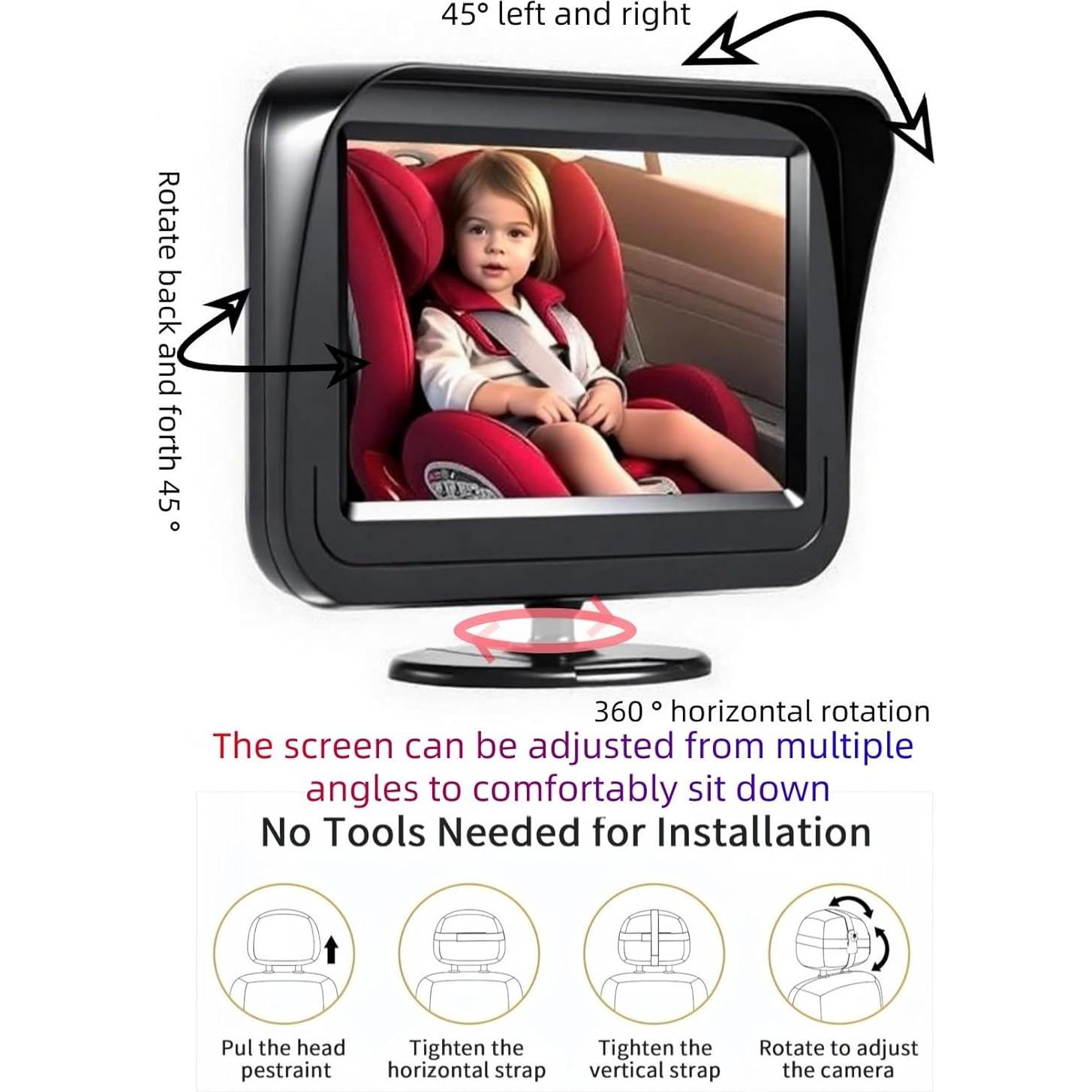 Cámara de Auto para Bebés DUBIAO KXH01 4.3" HD con Visión Nocturna