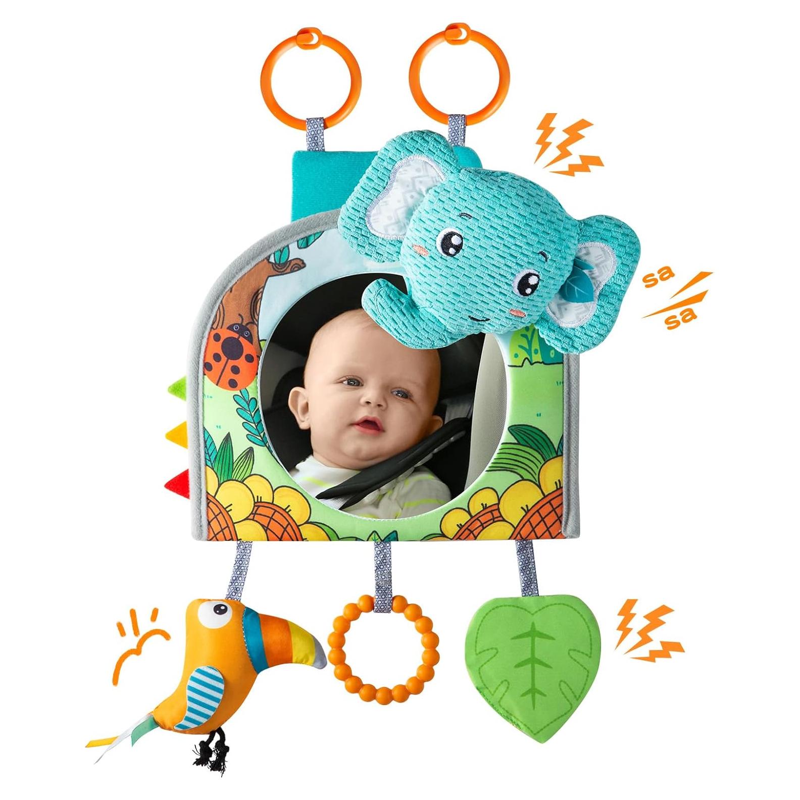 Juguete de Asiento de Coche Lynncare con Espejo y Juguetes Colgantes
